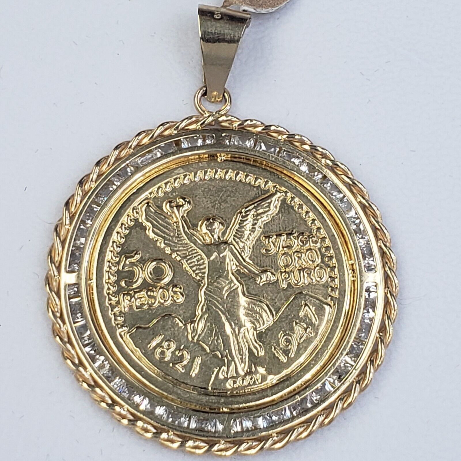 032c 14k solid gold 50 pesos centenario Coin Bezel Frame pendant Size ONE SIZE - 5 Thumbnail