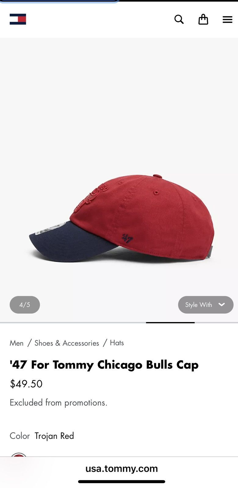 47 Brand × Tommy Hilfiger '47 For Tommy Chicago Bulls Cap Size ONE SIZE - 7 Thumbnail