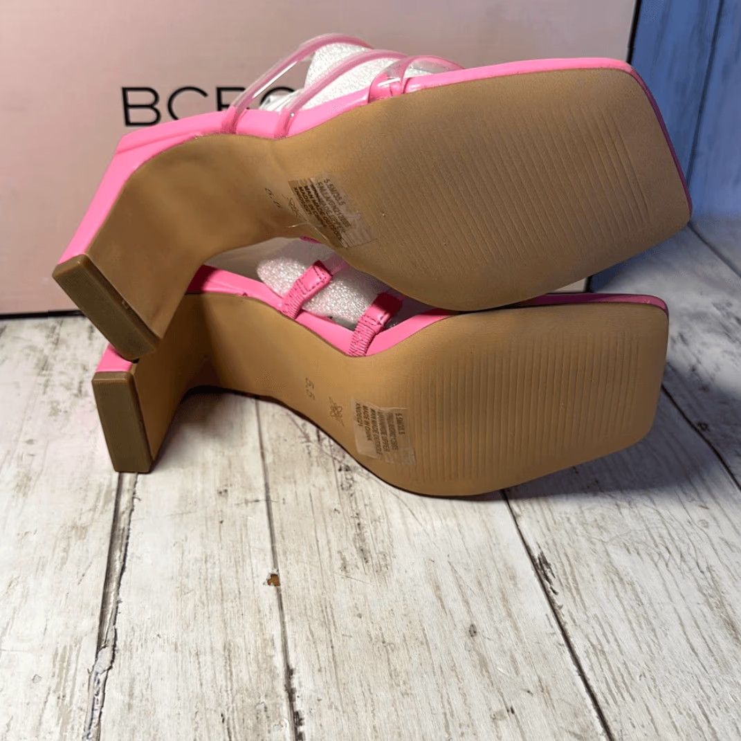 BCBGeneration BCBGeneration Mule Heel Womens 5.5 Pink Clear Strap Bubble Gum 3.5" Heel Size US 6 / IT 36 - 6 Thumbnail