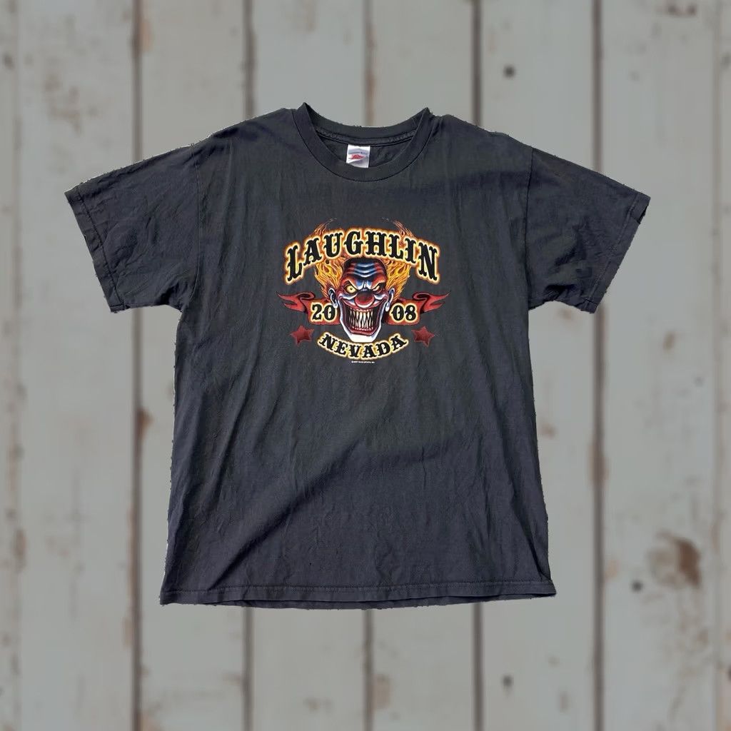 Vintage VINTAGE Laughlin Clown Shirt Adult Large Grey Clowns Halloween Circus Flames Y2K Clowns Halloween Horror Punk Mens Shirt Size US L / EU 52-54 / 3 - 1 Thumbnail