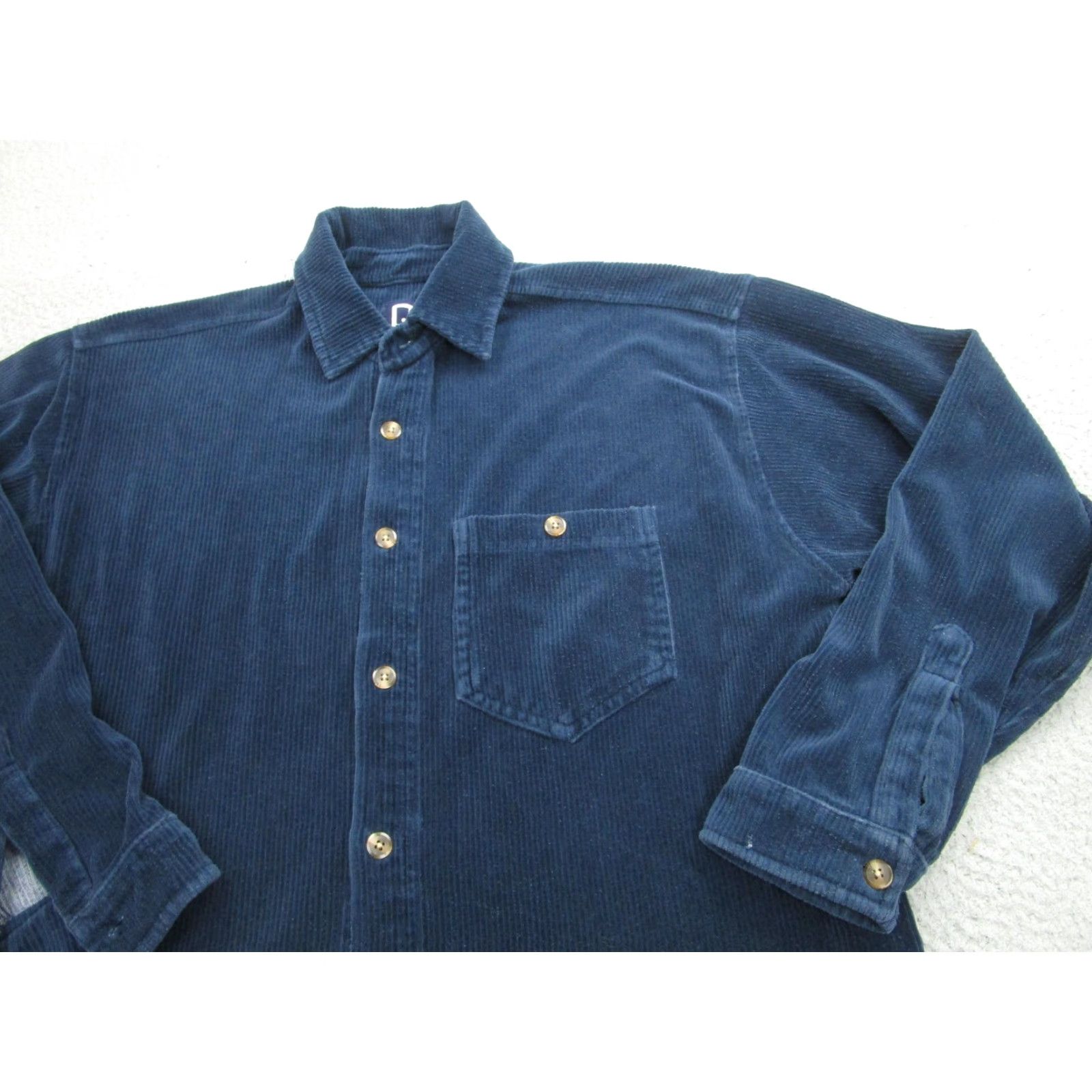 Quiksilver VINTAGE Quiksilver Corduroy Shirt Mens Medium Navy Blue Button-Front 90s Surfer Embroidered Logo Mens Size US M / EU 48-50 / 2 - 2 Thumbnail