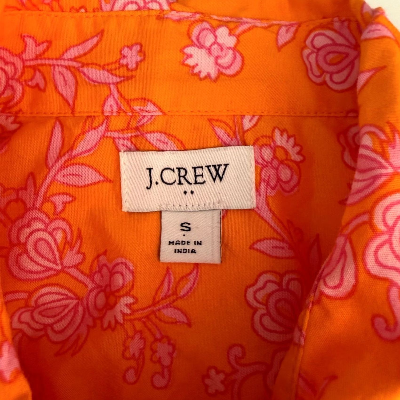J.Crew VINTAGE? No. (Answer requires non-VINTAGE) J.CREW Floral Sleeveless Button-Down Top Orange Pink Re-Imagined Cotton Blend EUC Womens S Small? (Oops) Size S / US 4 / IT 40 - 5 Thumbnail