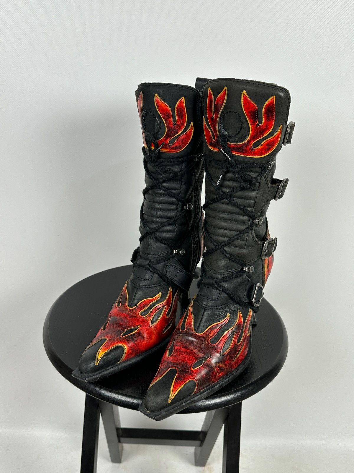 New Rock New Rock Flames Leather Heels Boots Y2K Size US 9 / IT 39 - 7 Thumbnail