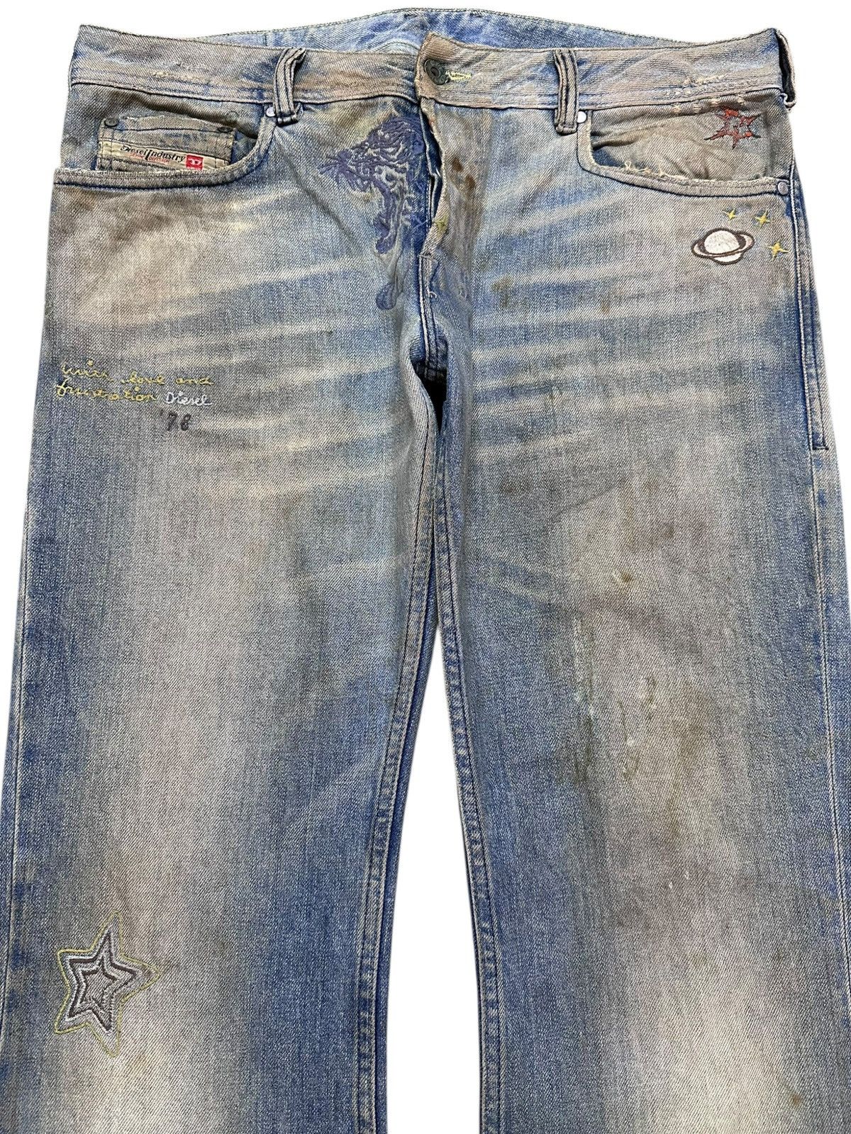 Diesel Vintage Diesel Flare Bootcut Artwork Grunge Denim Size US 35 - 2 Thumbnail