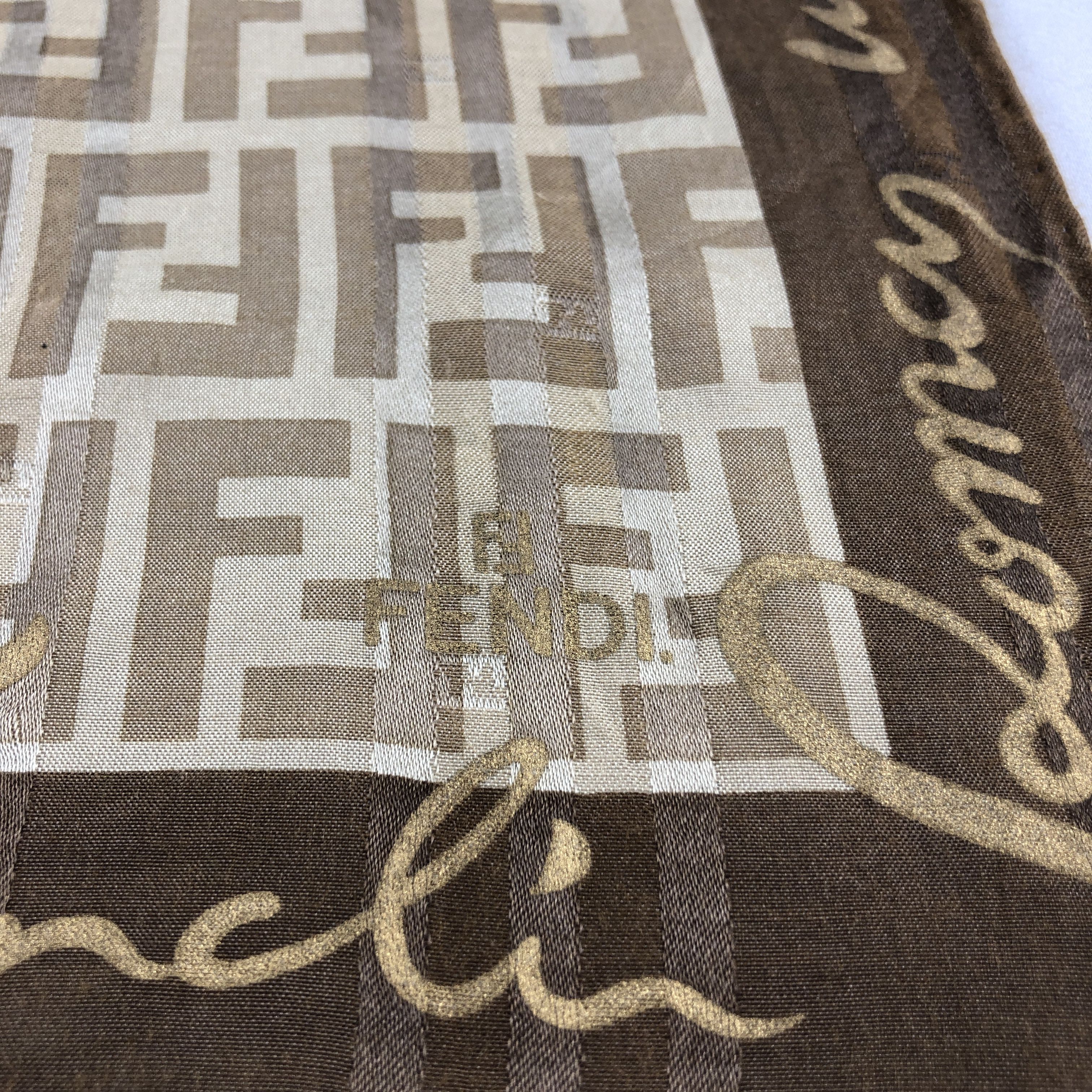Japanese Brand Fendi Monogram FF Handkerchief Neckerchief Bandana H3206 Size ONE SIZE - 3 Thumbnail