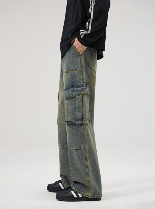 Japanese Brand × Jean Vintage multi-pocket patchwork cargo distressed jeans Size US 32 / EU 48 - 4 Thumbnail