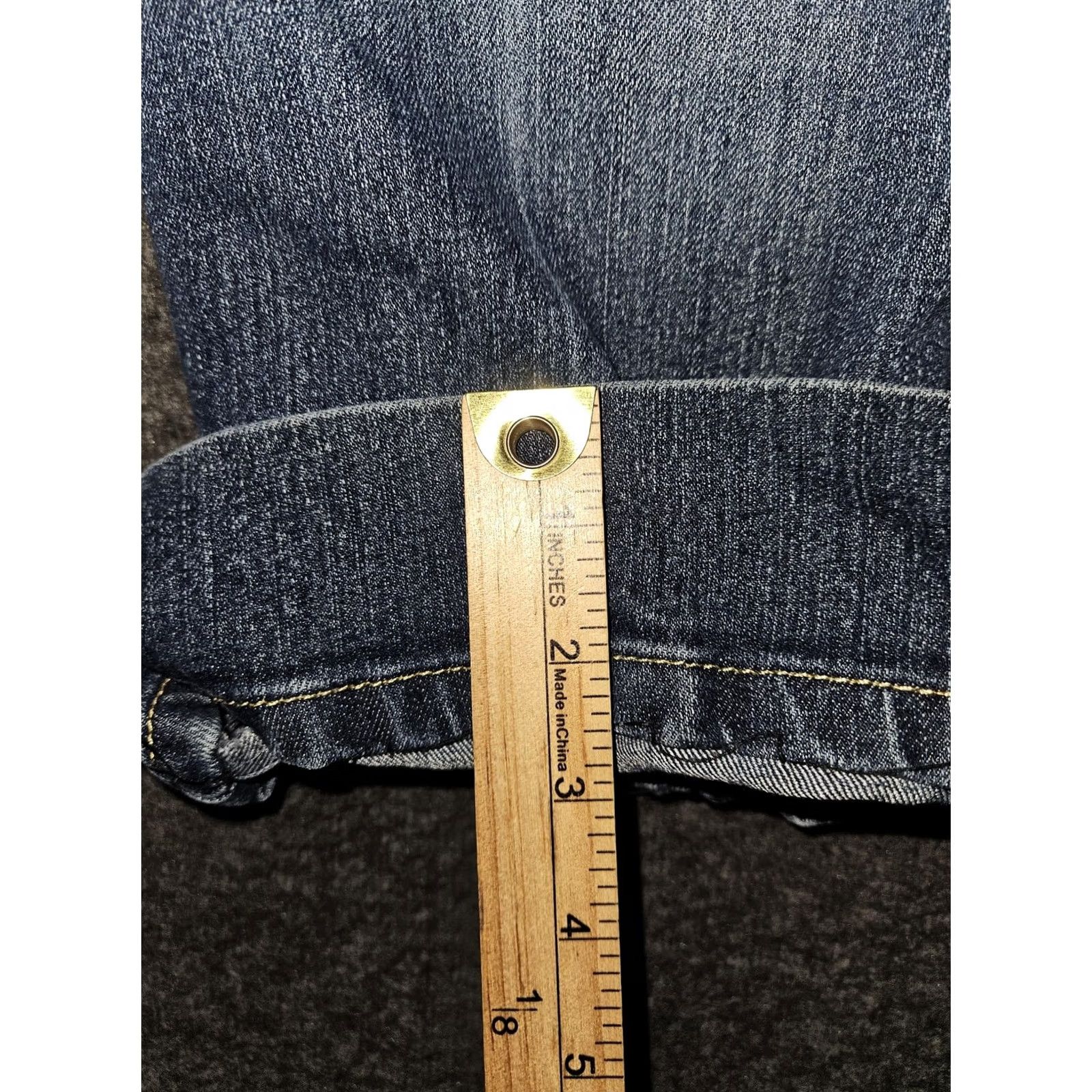 L.E.I. LEI Sophia Hipster Flare Jeans Womens 15 Short Blue Denim Flare Distressed Style Jeans Size 36" / US 14 / IT 50 - 6 Thumbnail