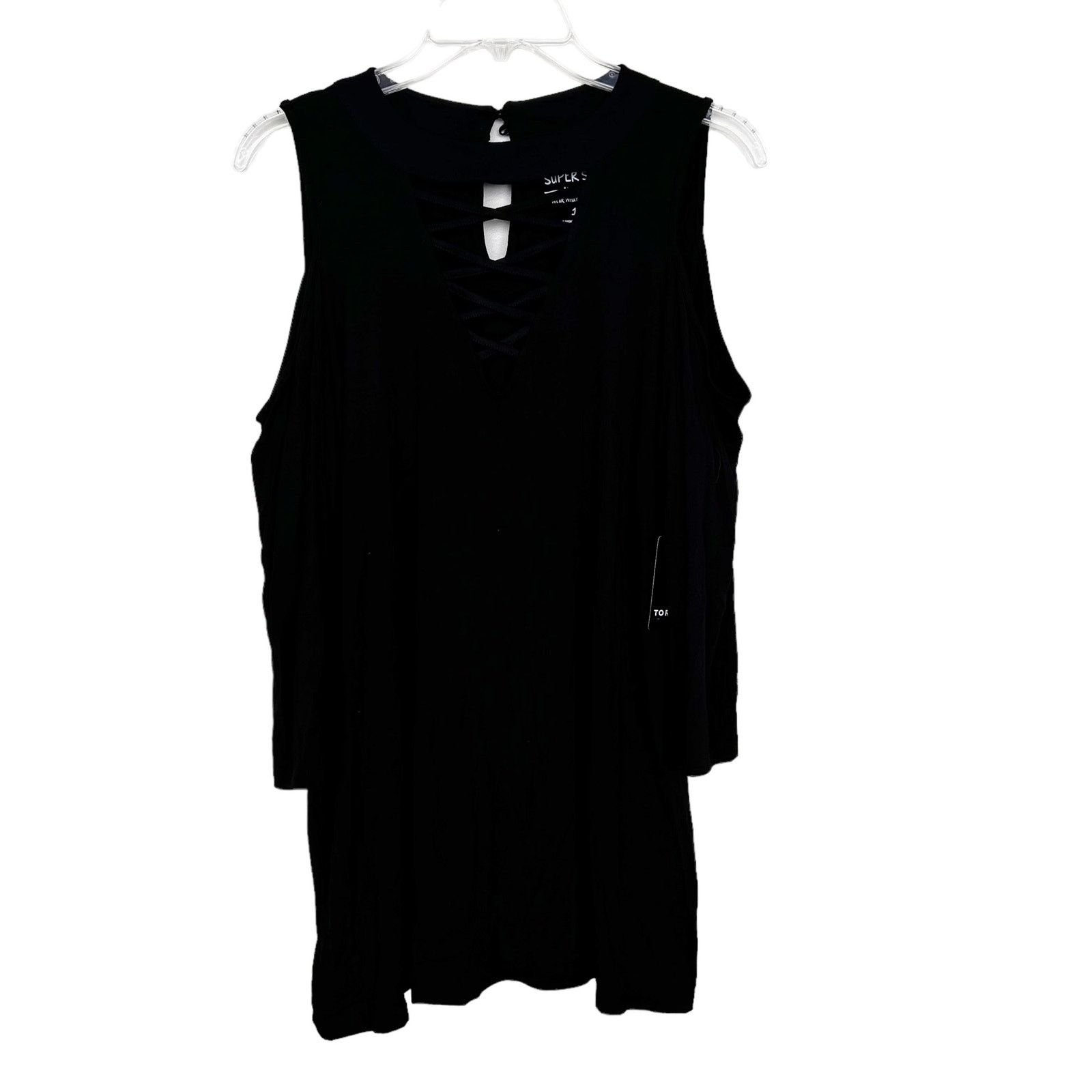 Corridor Torrid Super Soft Knits Black Cold Shoulder Top Sz 3X Size 3XL / US 20-22 - 1 Thumbnail