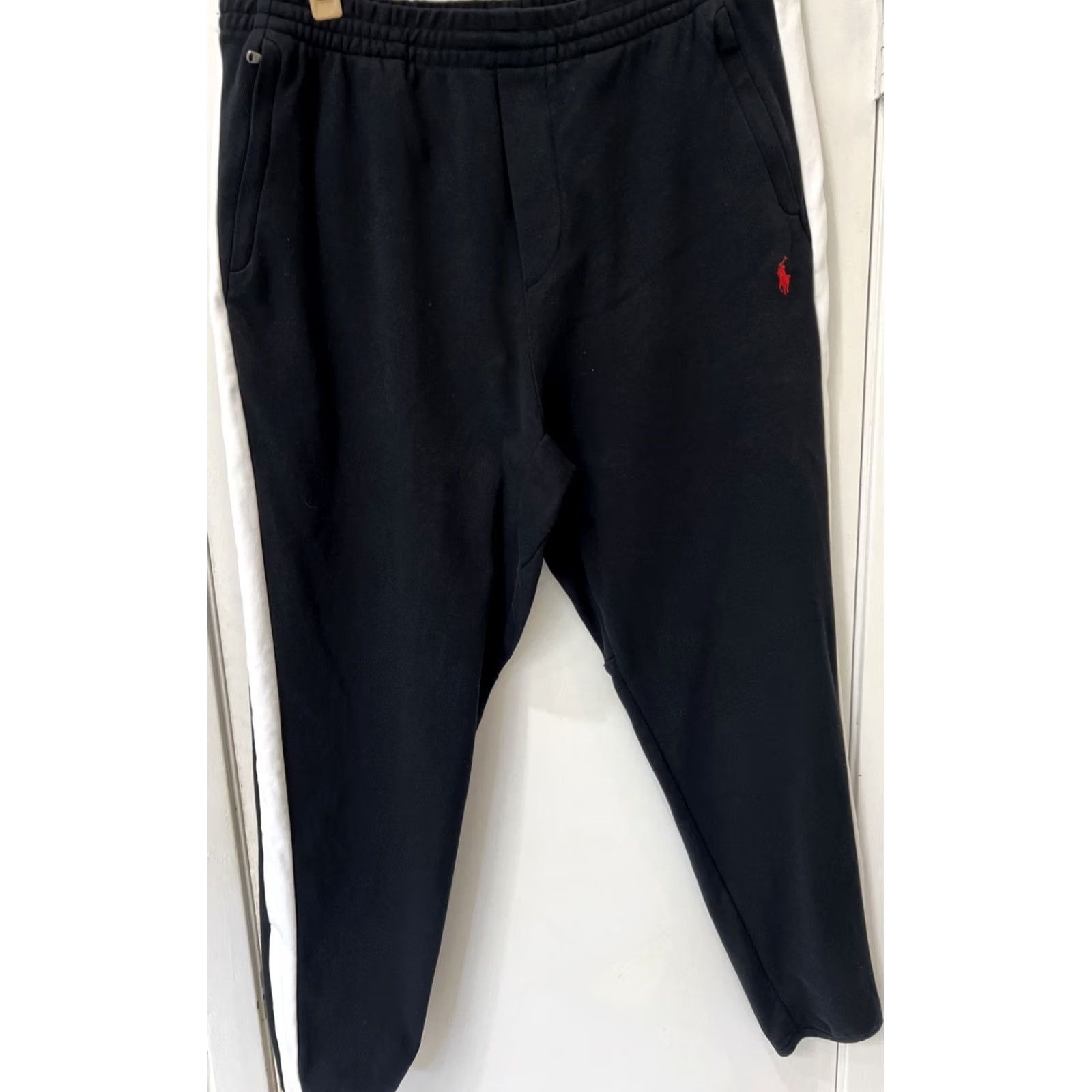 Vintage Polo Sport Polo Ralph Lauren Jogger Pants Men 2XL Black White Stripes Side Stripe Tapered Pocket Elastic Waist Knit Blended Fabric Size US XXL / EU 58 / 5 - 2 Thumbnail