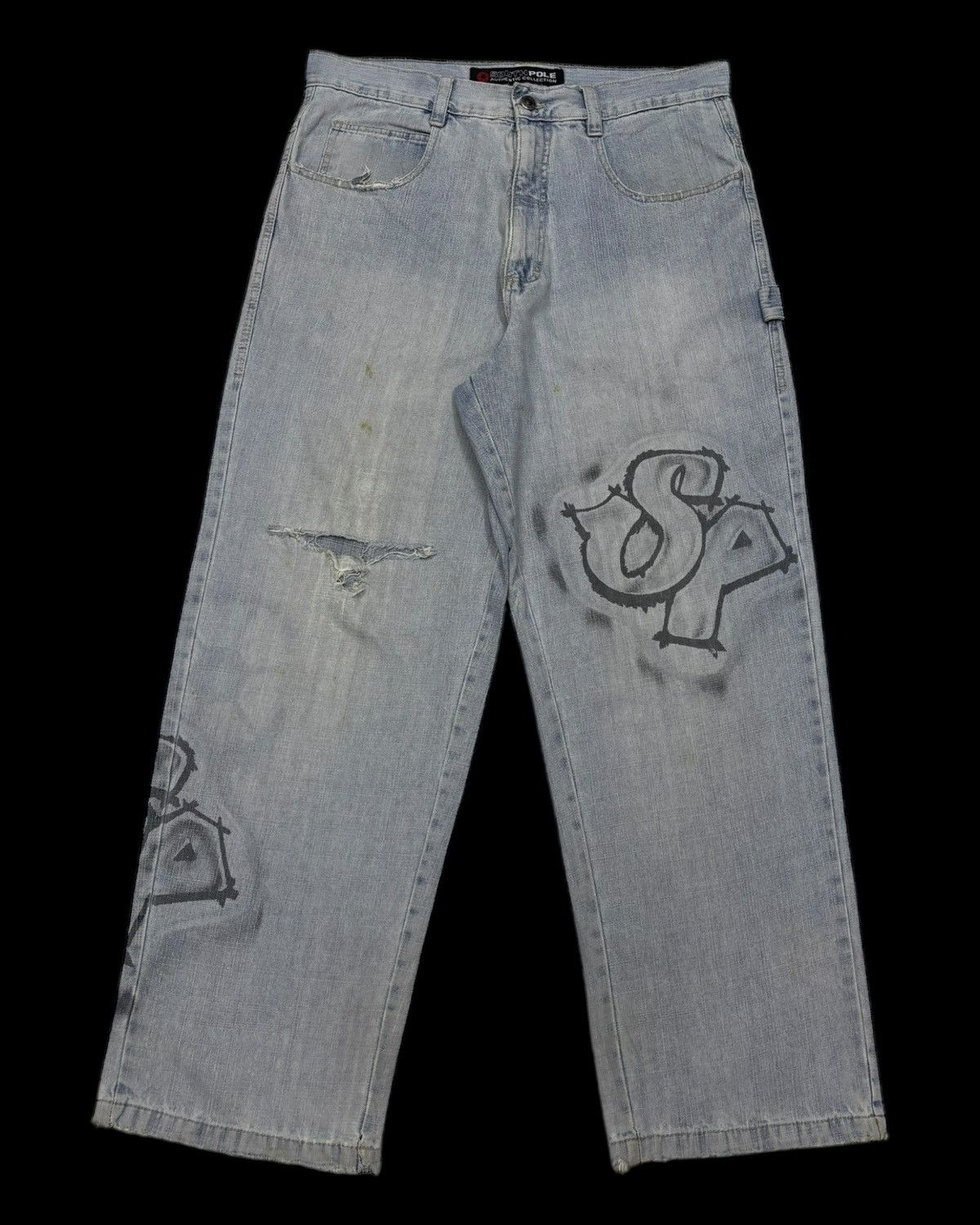 Southpole 🔥SOUTHPOLE BAGGY JEANS DISTRESSED DENIM SKATER STYLE Size US 36 / EU 52 - 7 Thumbnail