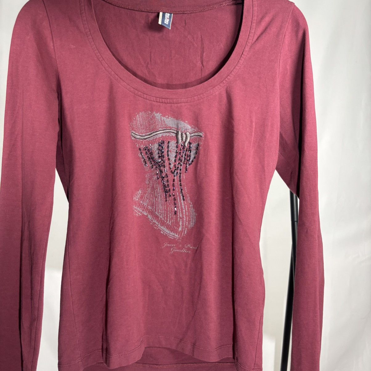 Jean Paul Gaultier Jean Paul Gaultier 2000s Corset Longsleeve Top Burgundy Size S / US 4 / IT 40 - 6 Thumbnail