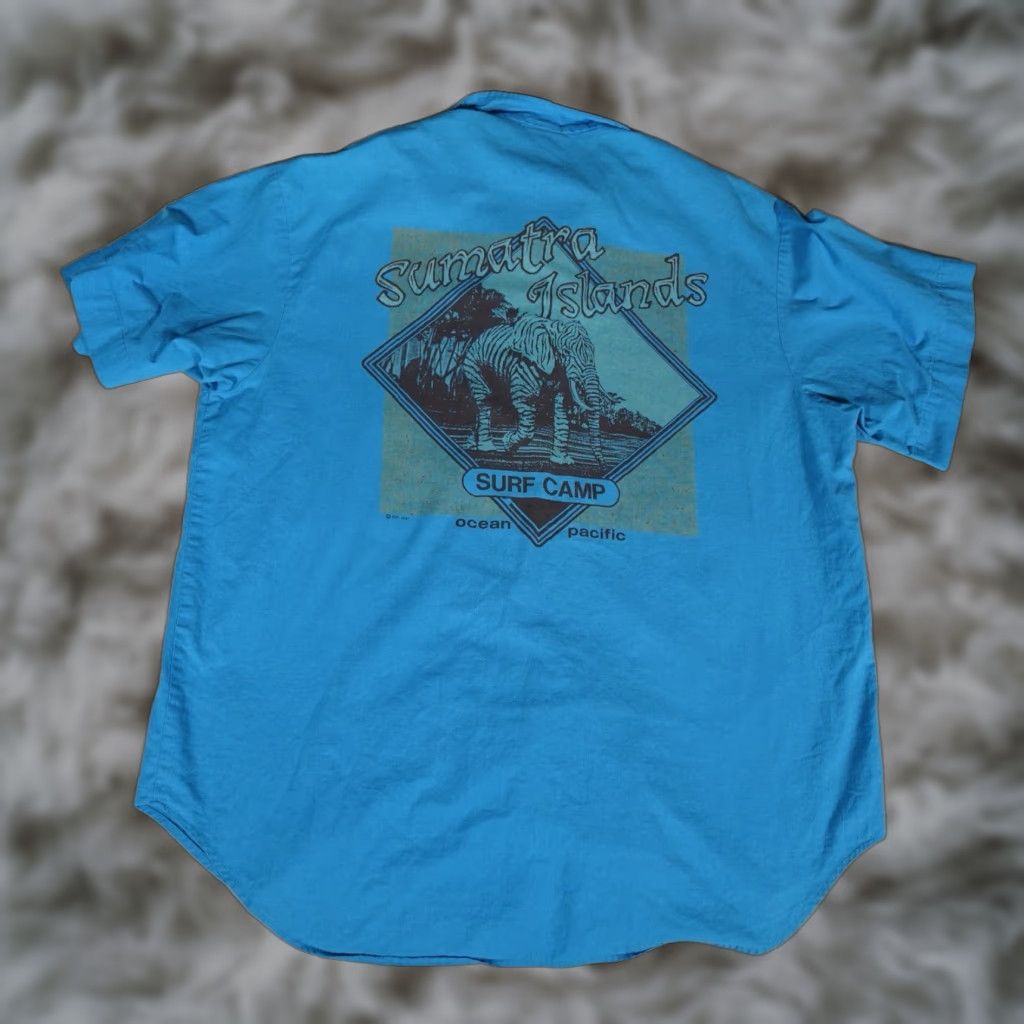 Ocean Pacific VINTAGE Ocean Pacific Graphic Print Button-Up Shirt Mens Large Blue 80s Size US L / EU 52-54 / 3 - 1 Thumbnail