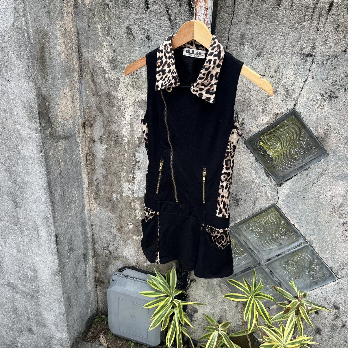 Japanese Brand “D.I.A. SPEC” ASYMMETRICAL PUNK SLEEVELESS ZIP DRESS LEOPARD Size XXS / US 00 / IT 34 - 2 Thumbnail