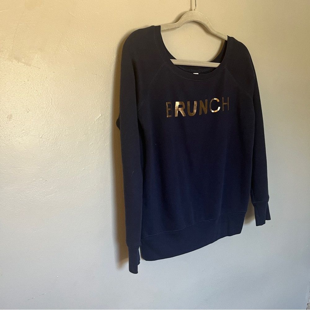 The Unbranded Brand Sarah Marie Running Brunch Sweatshirt Navy Blue Gold Small Size S / US 4 / IT 40 - 2 Thumbnail