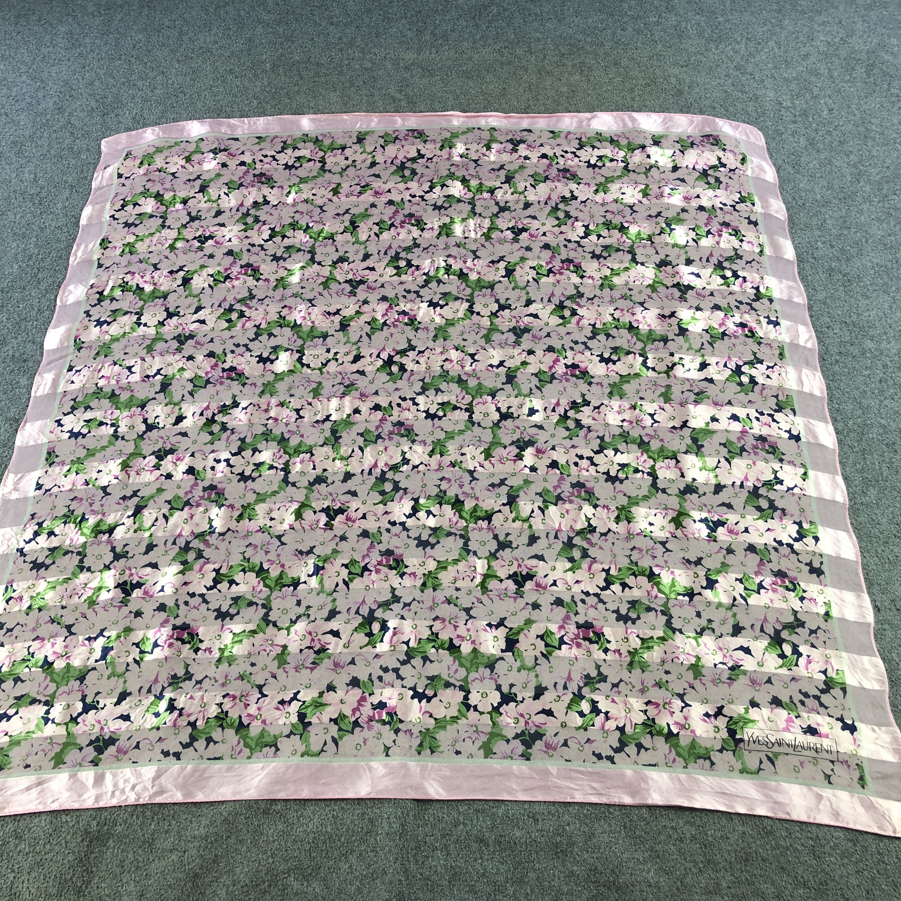 Yves Saint Laurent Yves Saint Laurent Floral Silk Scarf M1266 Size ONE SIZE - 2 Thumbnail