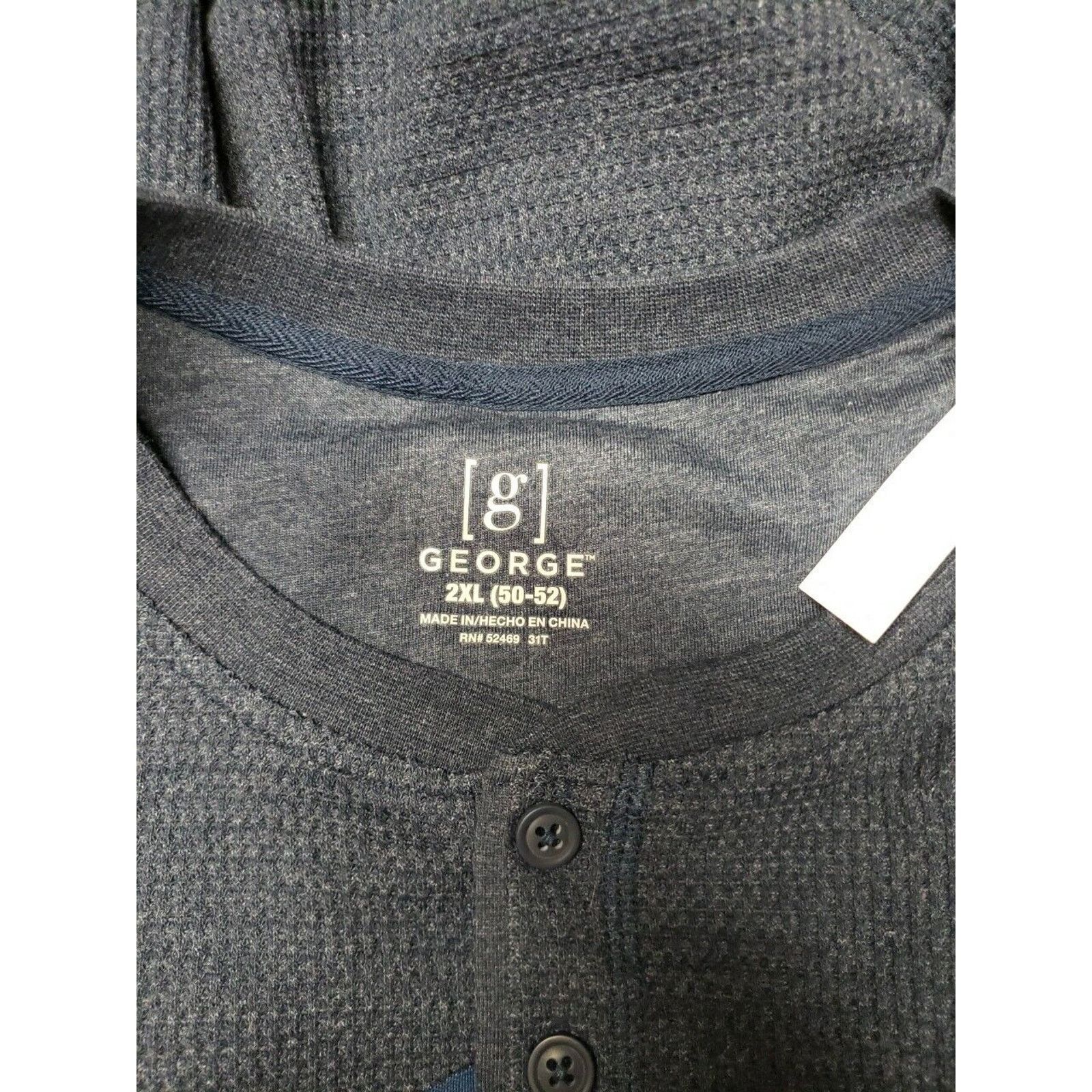 George George Men's Long Sleeve Thermal Henley Shirt Sz 2XL (60-52) Size US XXL / EU 58 / 5 - 8 Thumbnail