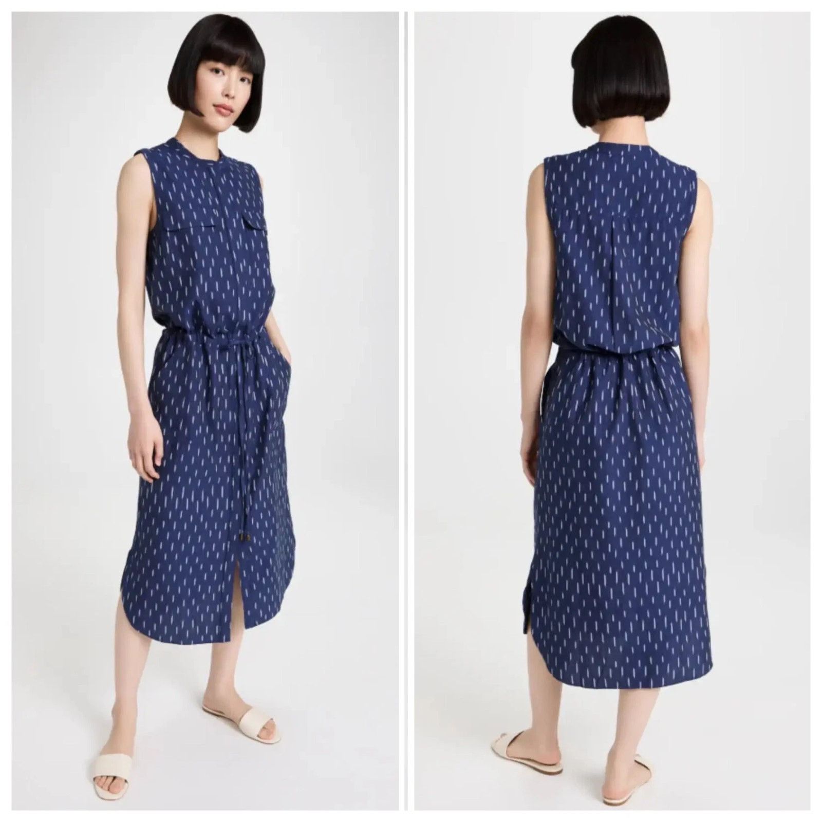 Faherty Faherty $198 Women's Saylor Dress in Midnight Ikat blue Size XS / US 0-2 / IT 36-38 - 1 Thumbnail
