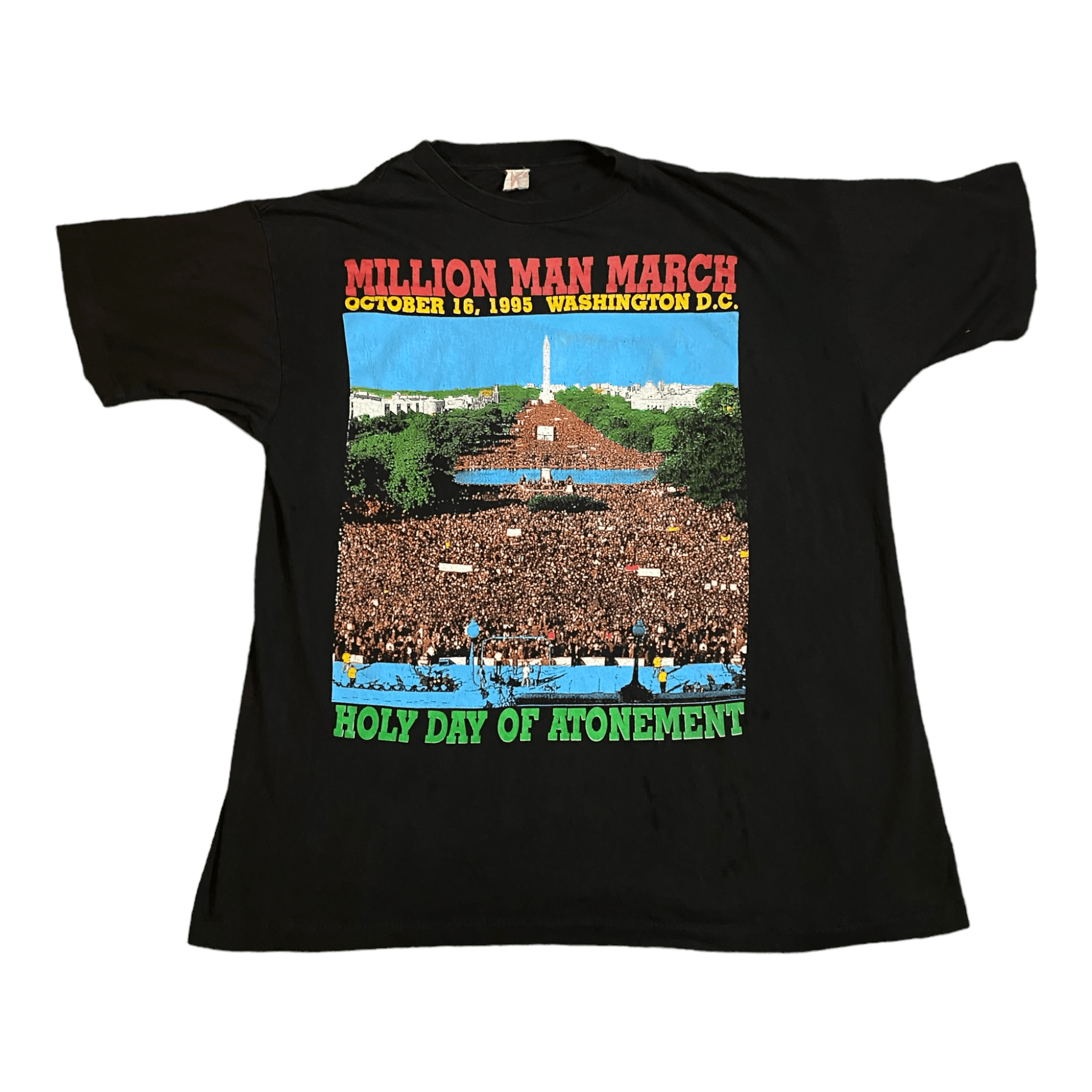 Image of Rap Tees Vintage Million Man March Rap T-Shirt in Black, Men's (Size XL)