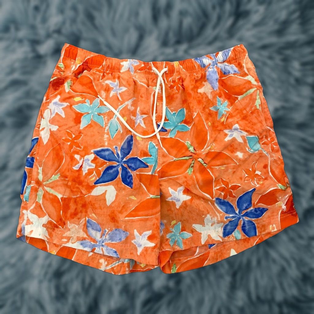 Polo Ralph Lauren VINTAGE Polo Ralph Lauren Shorts Adult Extra Large Orange Floral Swim Trunks Men Size US L / EU 52-54 / 3 - 1 Thumbnail