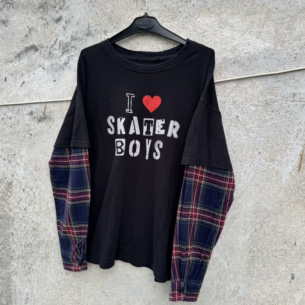 If Six Was Nine Distressed I LOVE SKATER BOYS LONGSLEEVE y2k grunge flannel Size US M / EU 48-50 / 2 - 2 Thumbnail