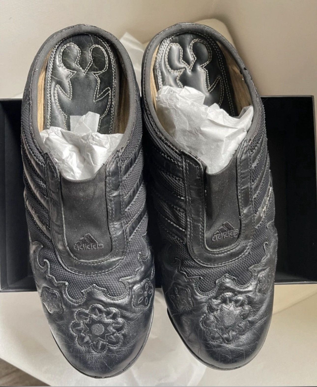 Yohji Yamamoto Yohji Yamamoto x Adidas ss2002 Black Floral Mules Size US 12 / EU 45 - 5 Thumbnail