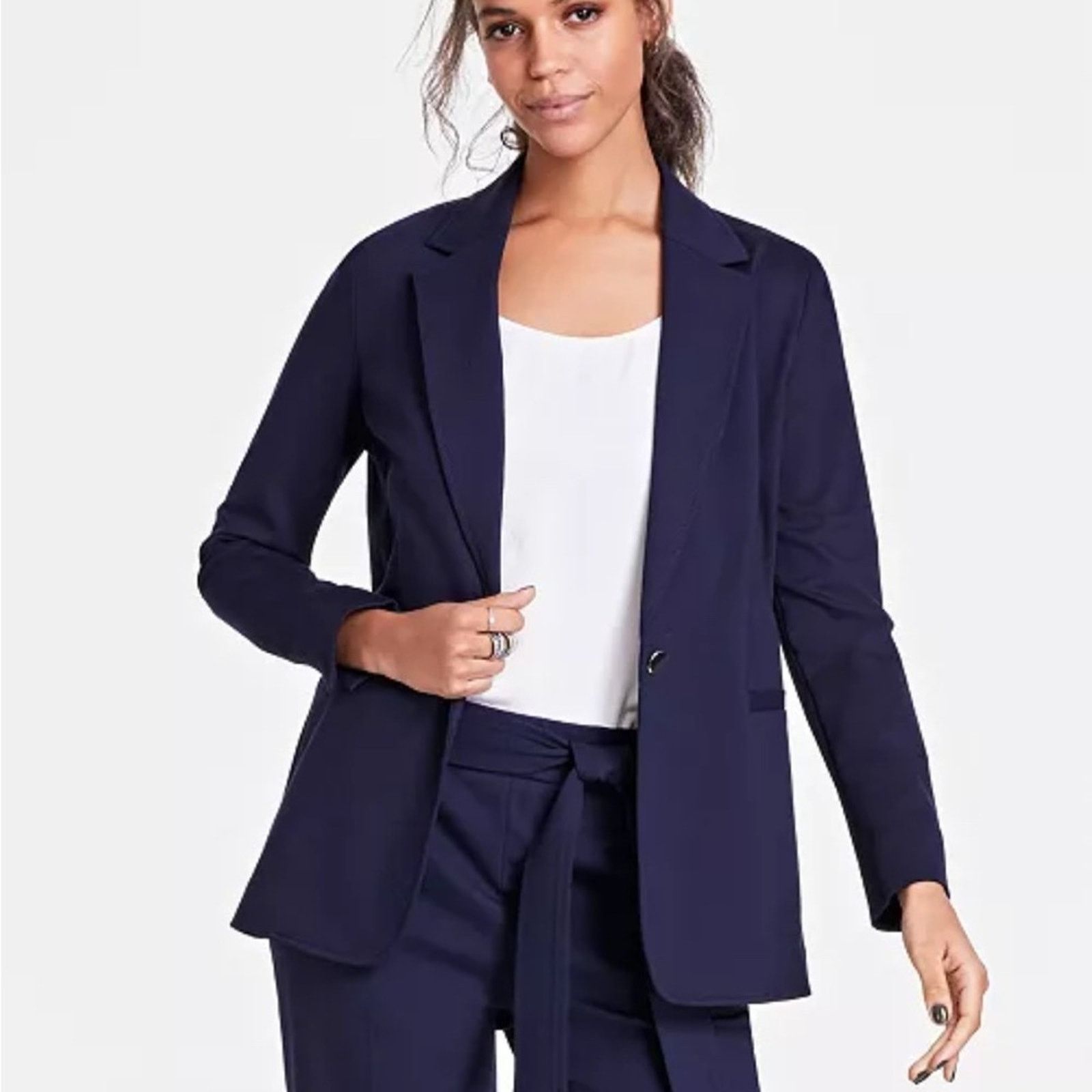 Bar III Bar III Navy Blue Notch Collar Blazer Size XL / US 12-14 / IT 48-50 - 1 Thumbnail