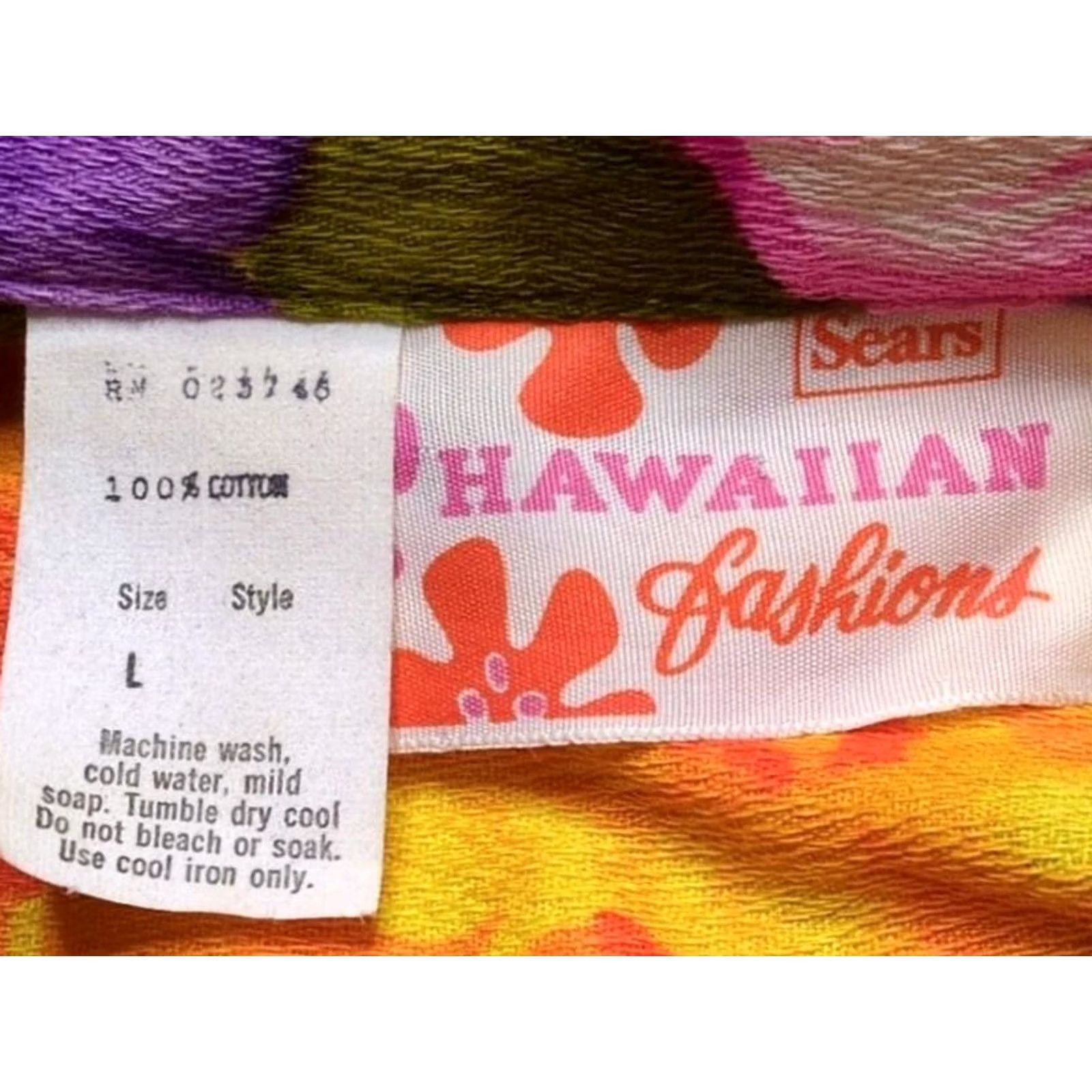 Sears VINTAGE Sears Hawaiian Fashion Shirt Floral Hawaii Flowers Loop Collar Large Size US L / EU 52-54 / 3 - 6 Thumbnail