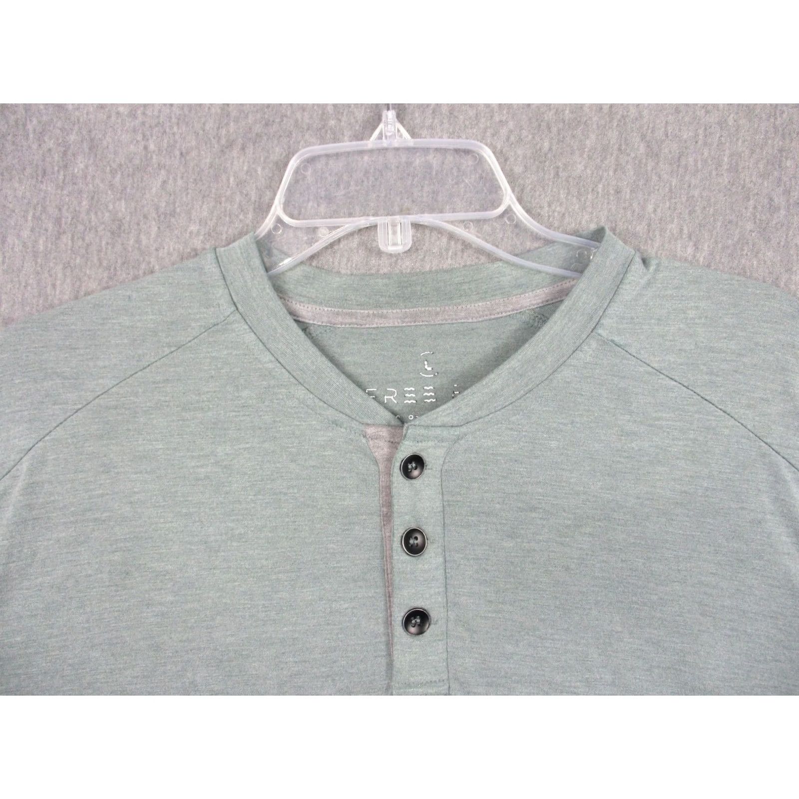 Vintage Free Fly Shirt Mens Large Green Bamboo Jersey Henley Long Sleeve Tee Lightweight Size US L / EU 52-54 / 3 - 2 Thumbnail