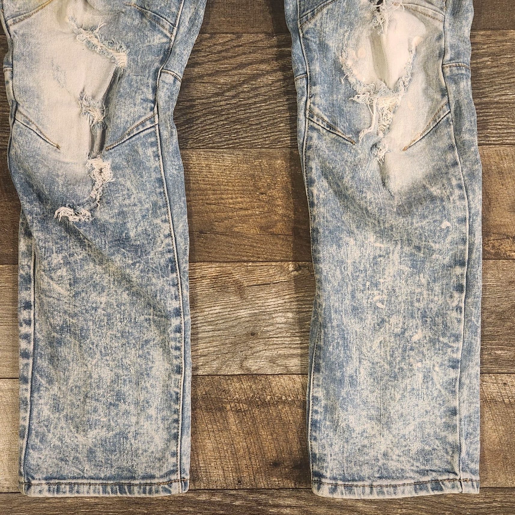 Vintage Smoke Rise Jeans Mens 42x32 Blue Slim Fit Distressed Light Wash Zip Fly Stretch Denim MENS Jeans Blue Slim Tapered 42x32 Size US 42 / EU 58 - 2 Thumbnail