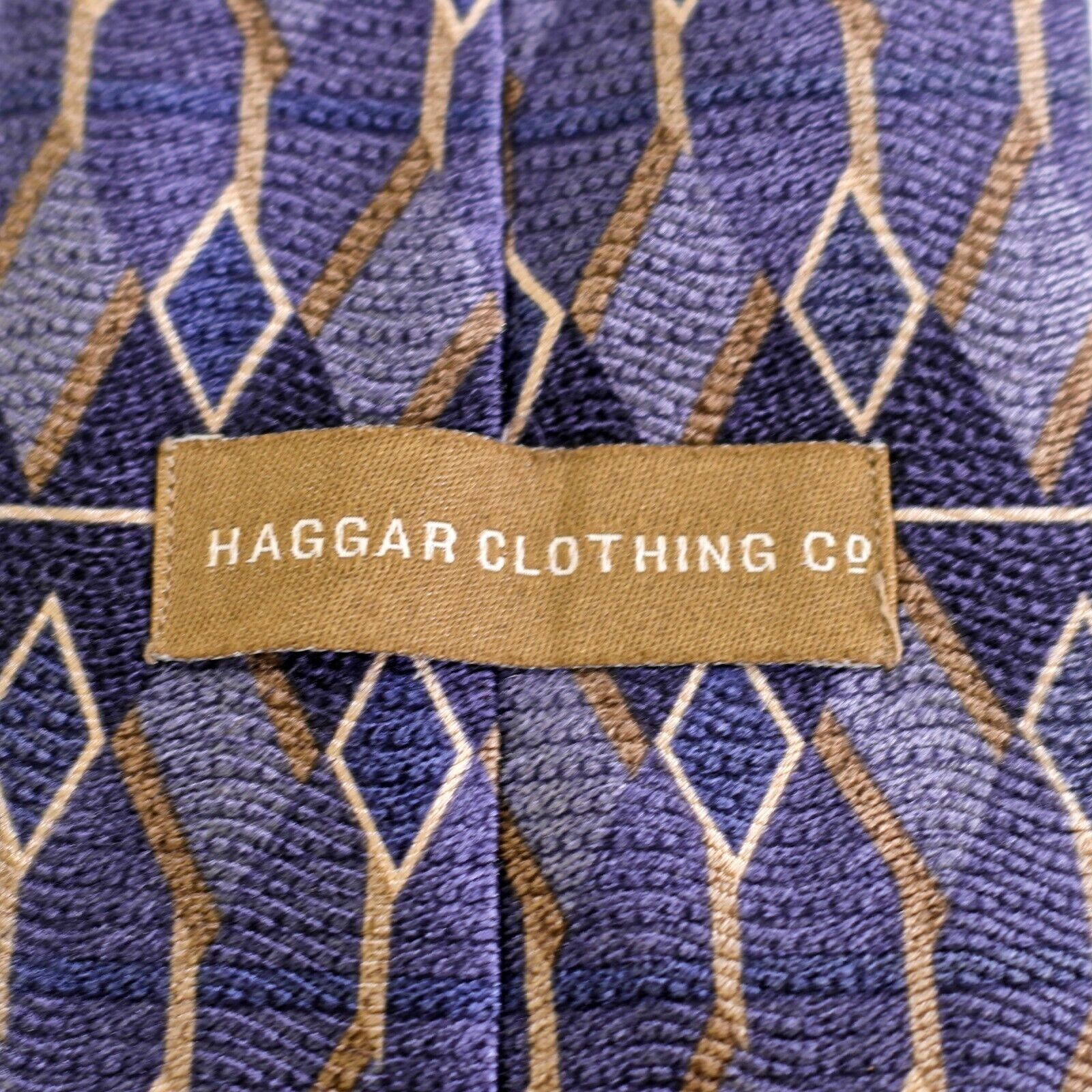 Haggar Haggar Clothing Co. Purple Tan Knit Woven Geometric Wide Sil Size ONE SIZE - 3 Thumbnail