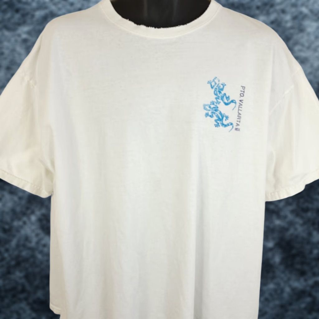 Vintage VINTAGE Yazbek Puerto Vallarta T Shirt Mens 2XL White Gecko Lizard Travel Tourist Tee Shirt For Men Size US XXL / EU 58 / 5 - 1 Thumbnail