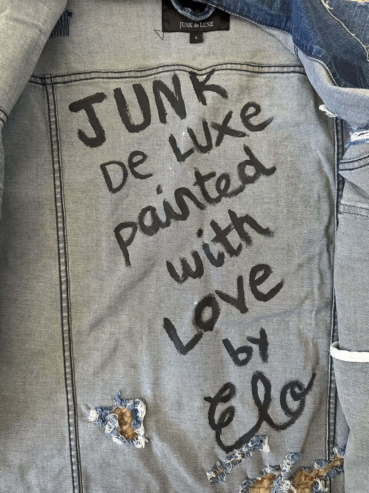 JUNK de LUXE JUNK DE LUXE DISTRESSED DENIM JACKET HAND-PAINTED SIZE L Size L / US 10 / IT 46 - 4 Thumbnail