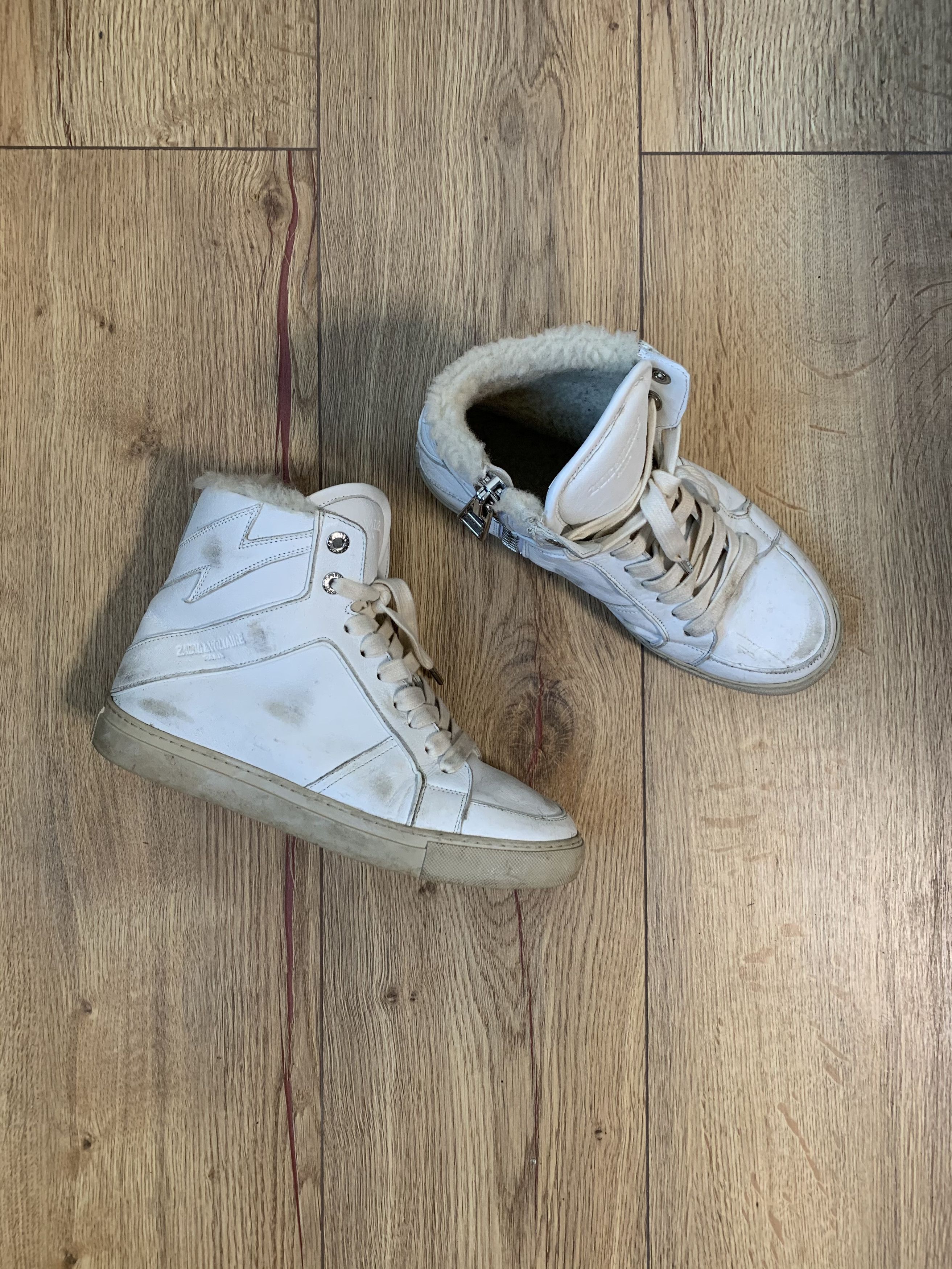 Zadig & Voltaire Zadig Voltaire hi-top sheepskin distressed sneakers Size US 6 / EU 39 - 1 Thumbnail
