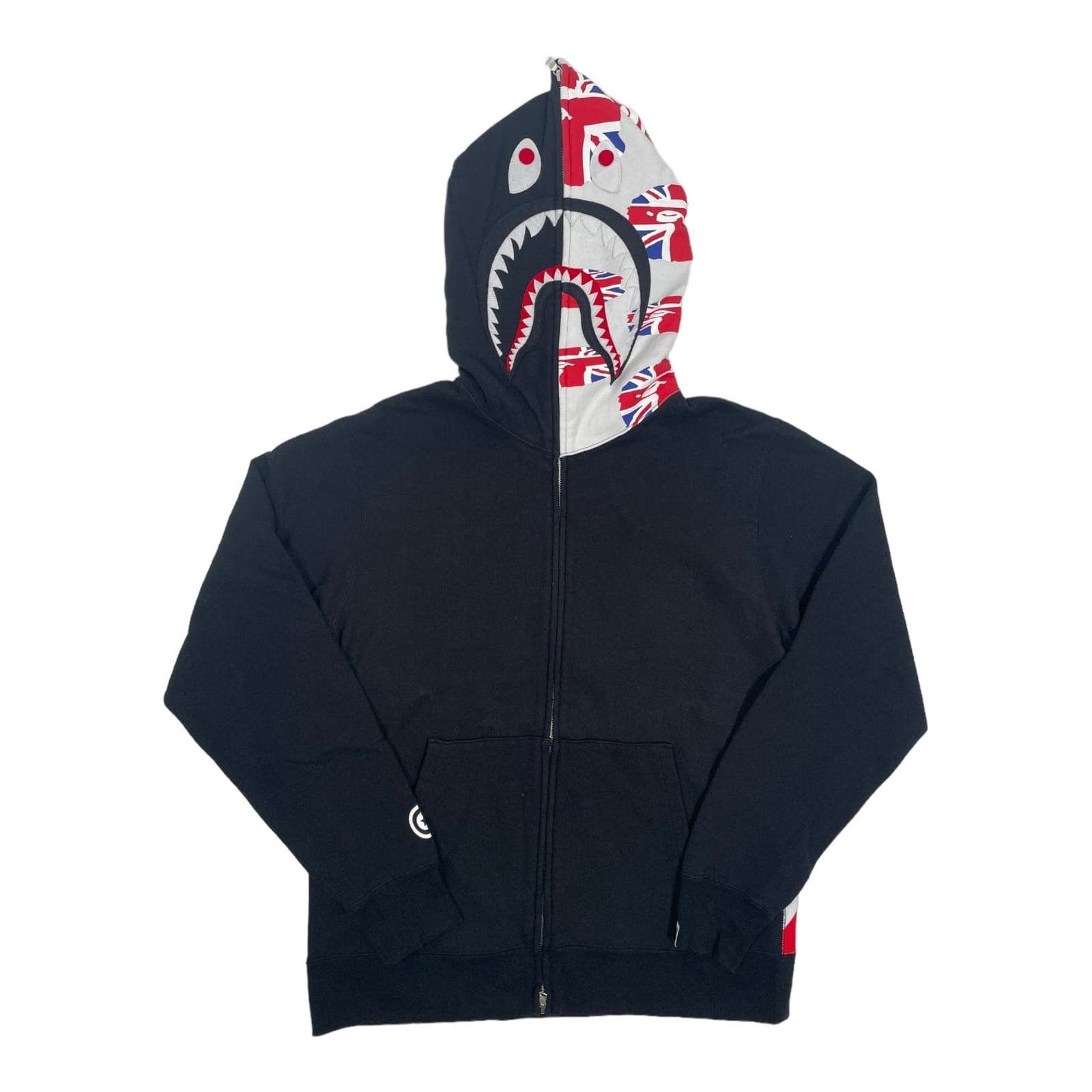 Image of Bape Shark Full Zip Hooded Sweatshirt Union Jack, Men's (Size XL)