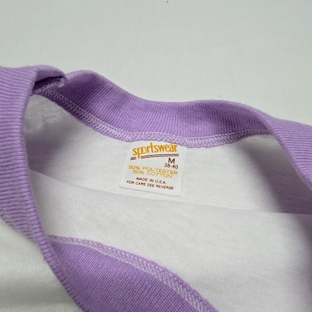 Vintage Vintage White Purple Cropped Shirt Sportswear Medium 80s Tee Size M / US 6-8 / IT 42-44 - 2 Thumbnail