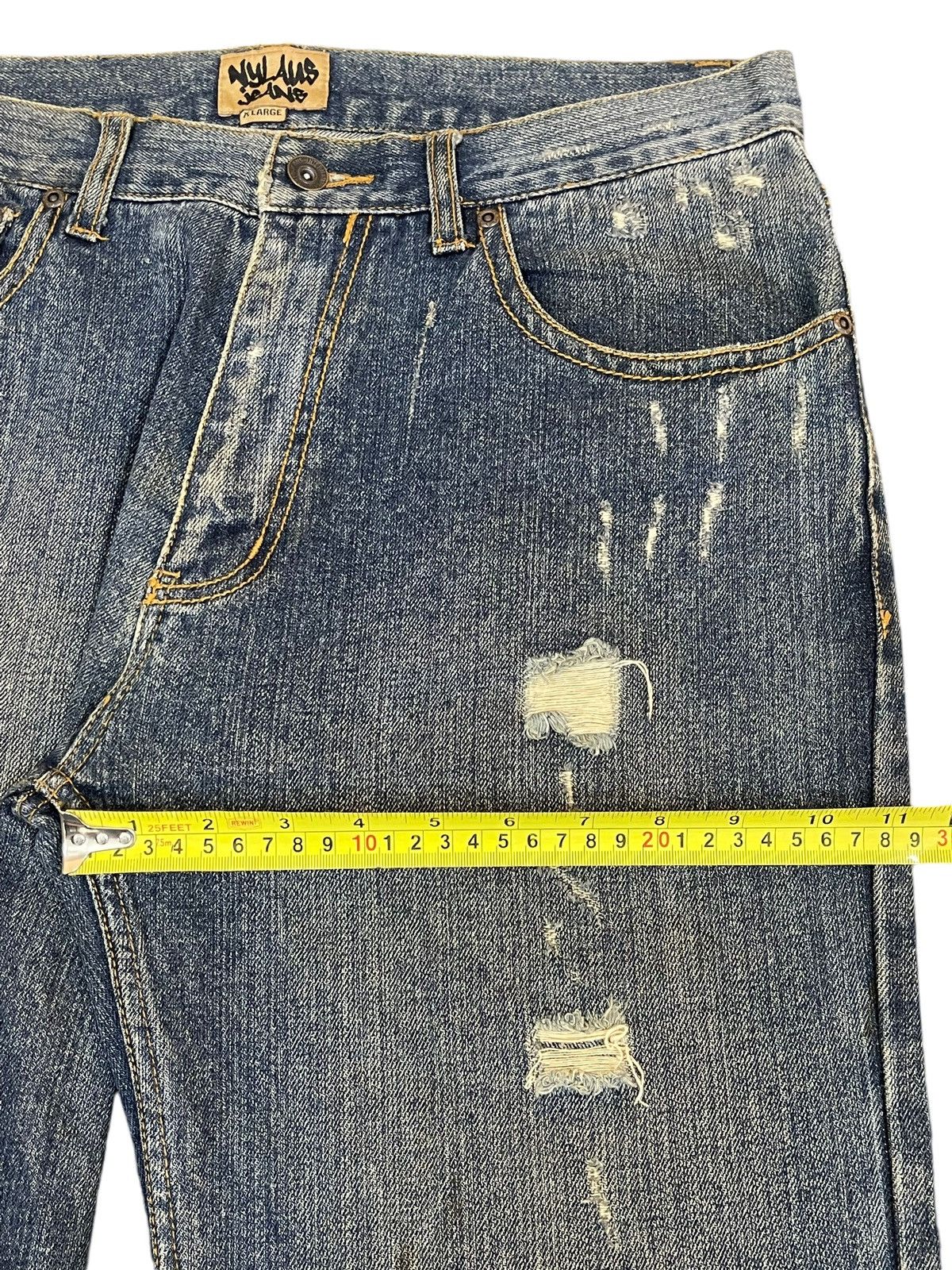 14th Addiction Vintage Japanese Nylaus Mud Wash Distressed Wide Leg Jeans Size US 32 / EU 48 - 15 Thumbnail