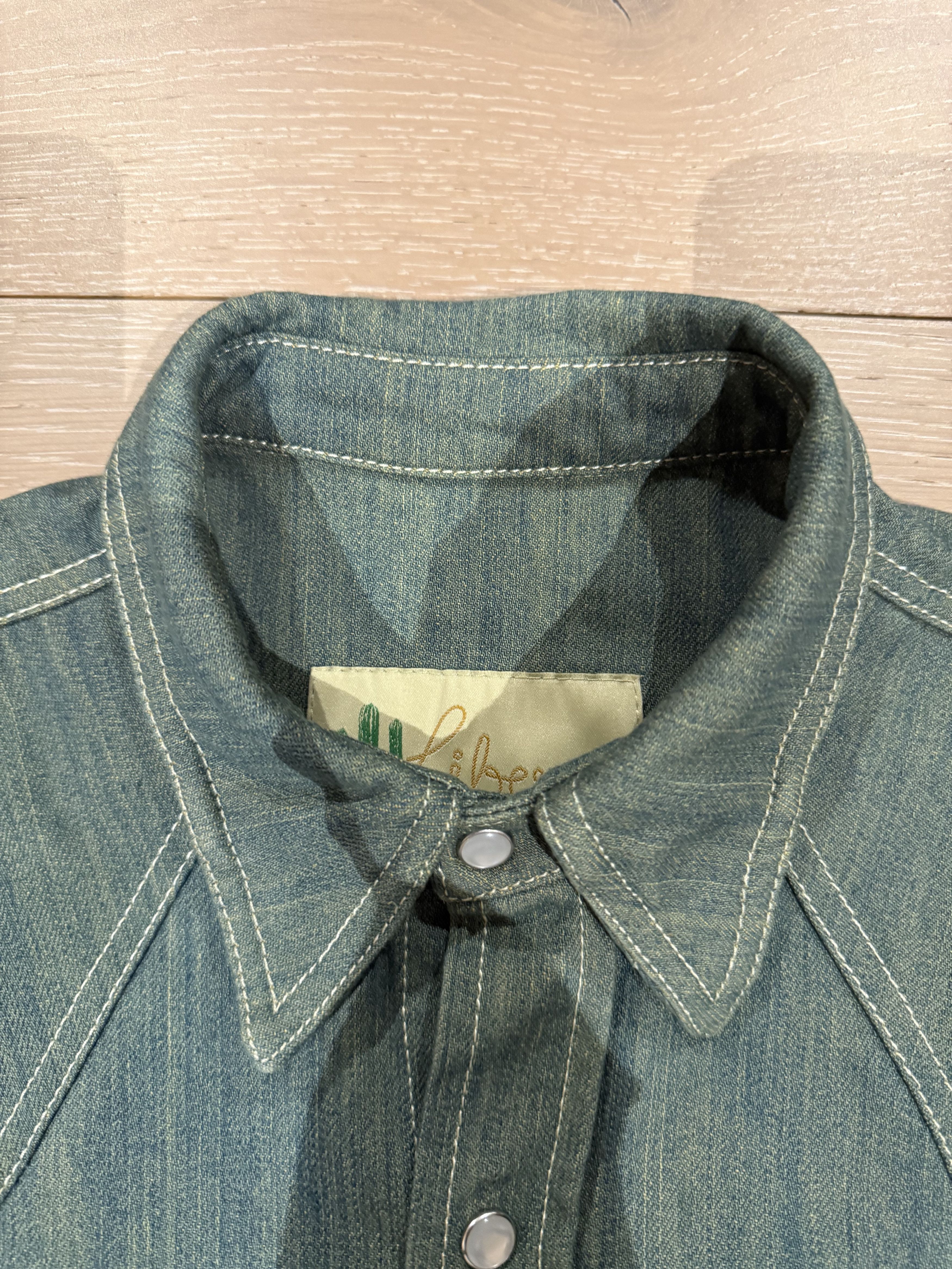 Libero 💚 Libero Spaghetti Western Button Up Shirt Green Denim NEW Size US M / EU 48-50 / 2 - 13 Thumbnail