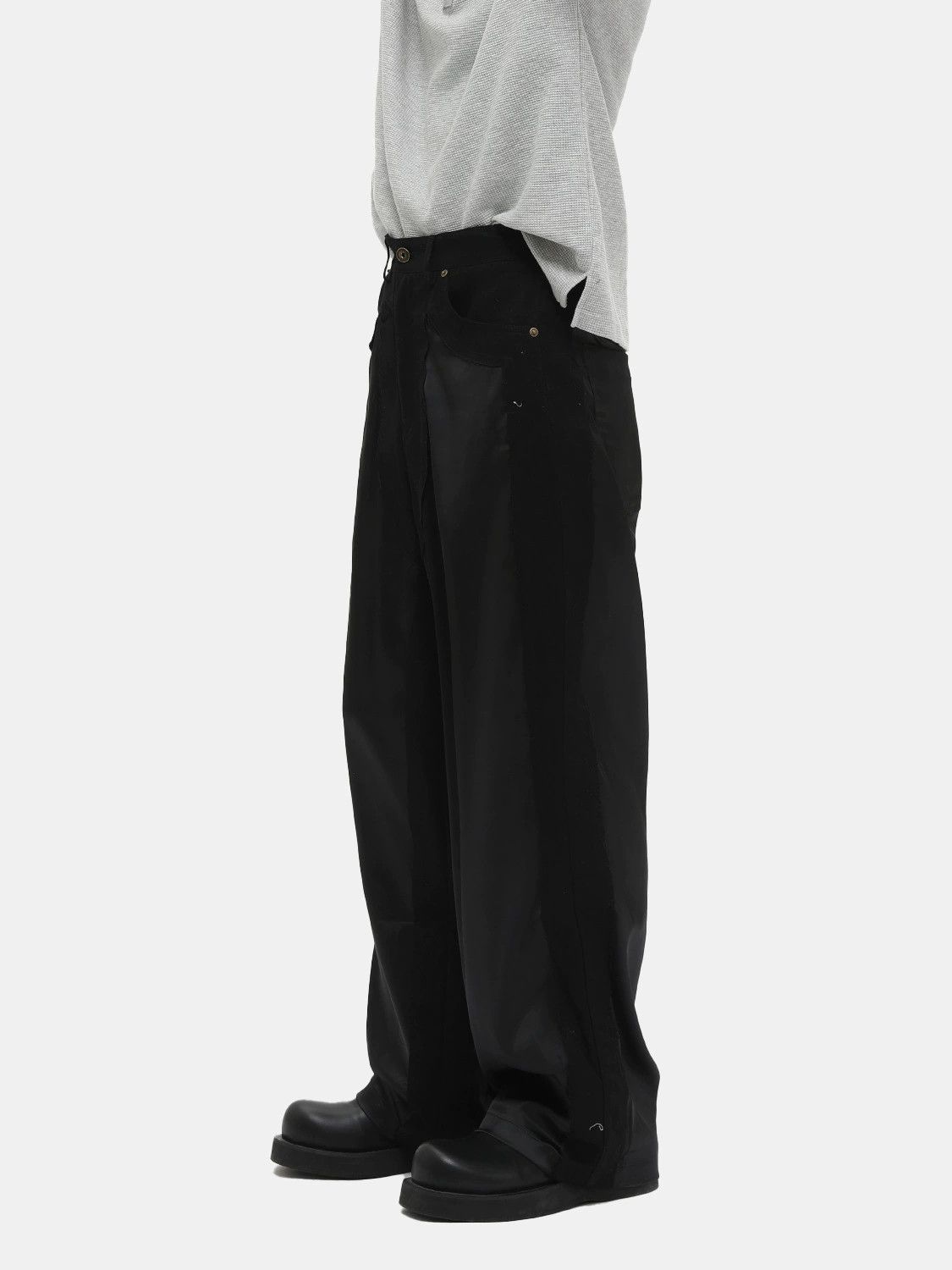 Japanese Brand × Jean Stitched PU leather straight loose versatile casual trousers Size US 32 / EU 48 - 3 Thumbnail