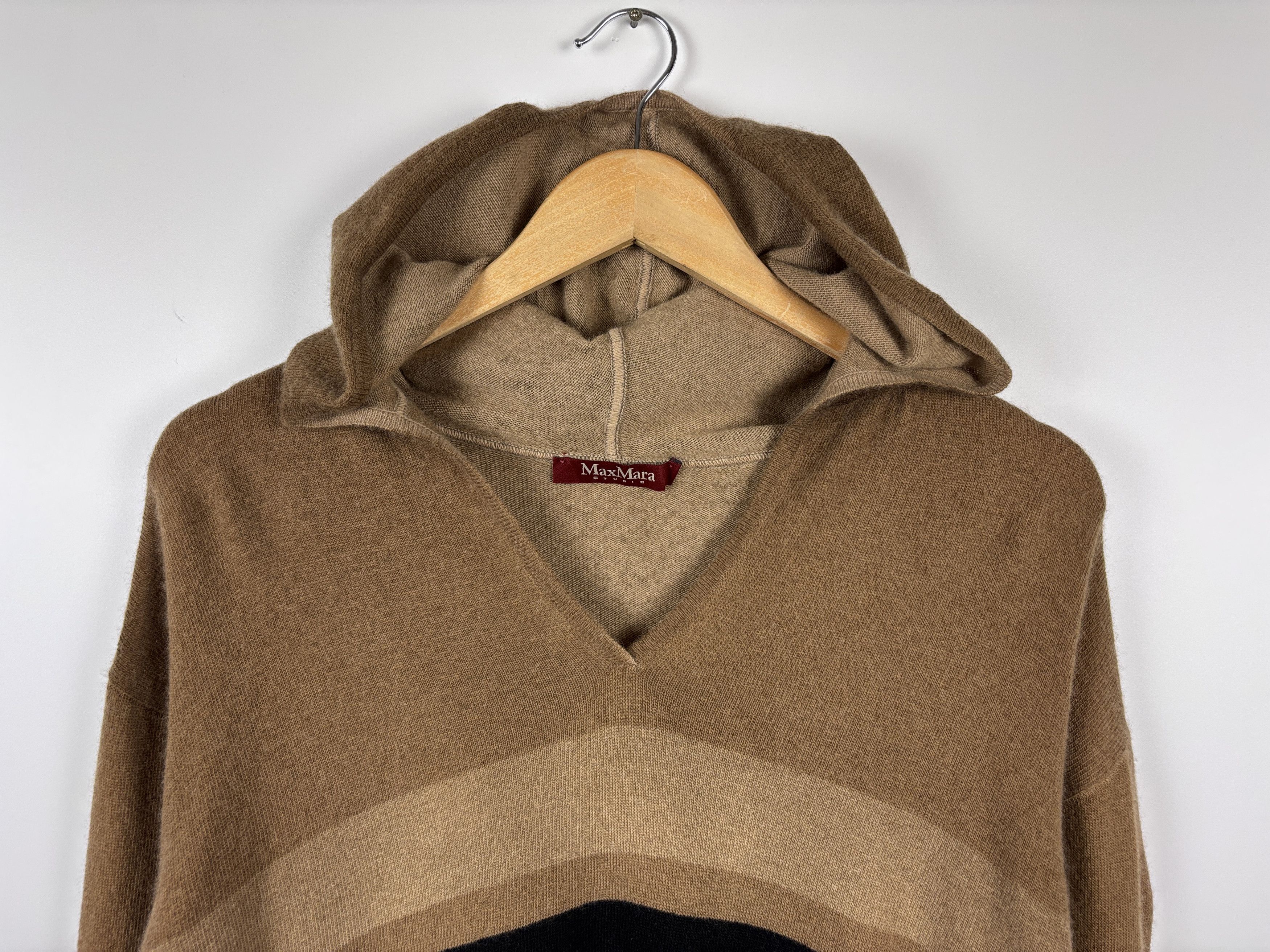 Max Mara × Weekend Max Mara Max Mara Studio Wool Hooded Sweater Dress Camel ~L-XL Size L / US 10 / IT 46 - 2 Thumbnail