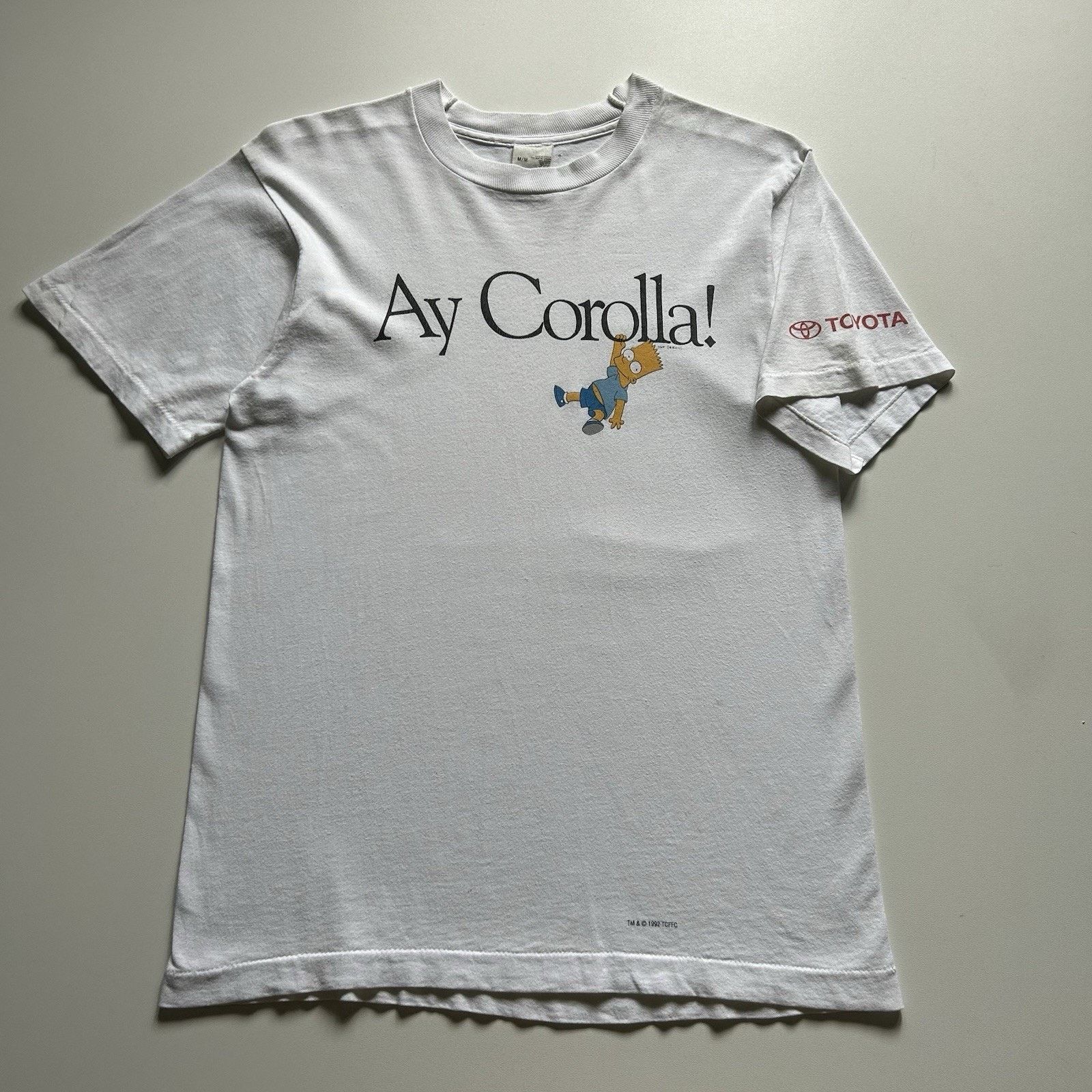 Fruit Of The Loom × The Simpsons × Vintage Vintage 90s Bart Simpson Ay Corolla! Toyota T-Shirt Medium Size US M / EU 48-50 / 2 - 1 Thumbnail