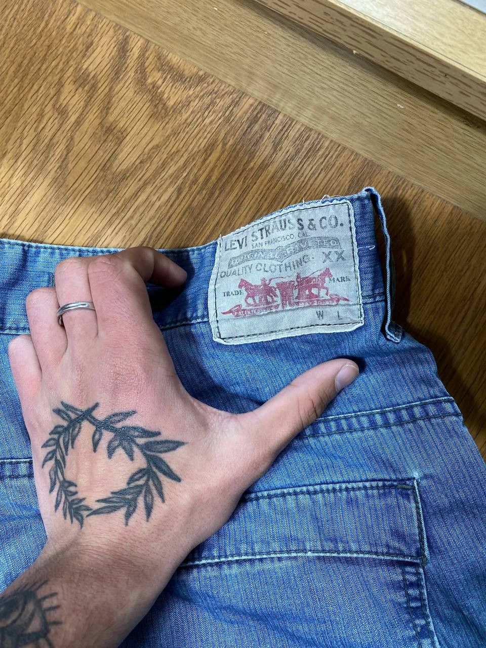 Japanese Brand × Levi's Crazy Crash Dirty Baggy Faded Jean Japan Avant Garde Style Size US 34 / EU 50 - 14 Thumbnail
