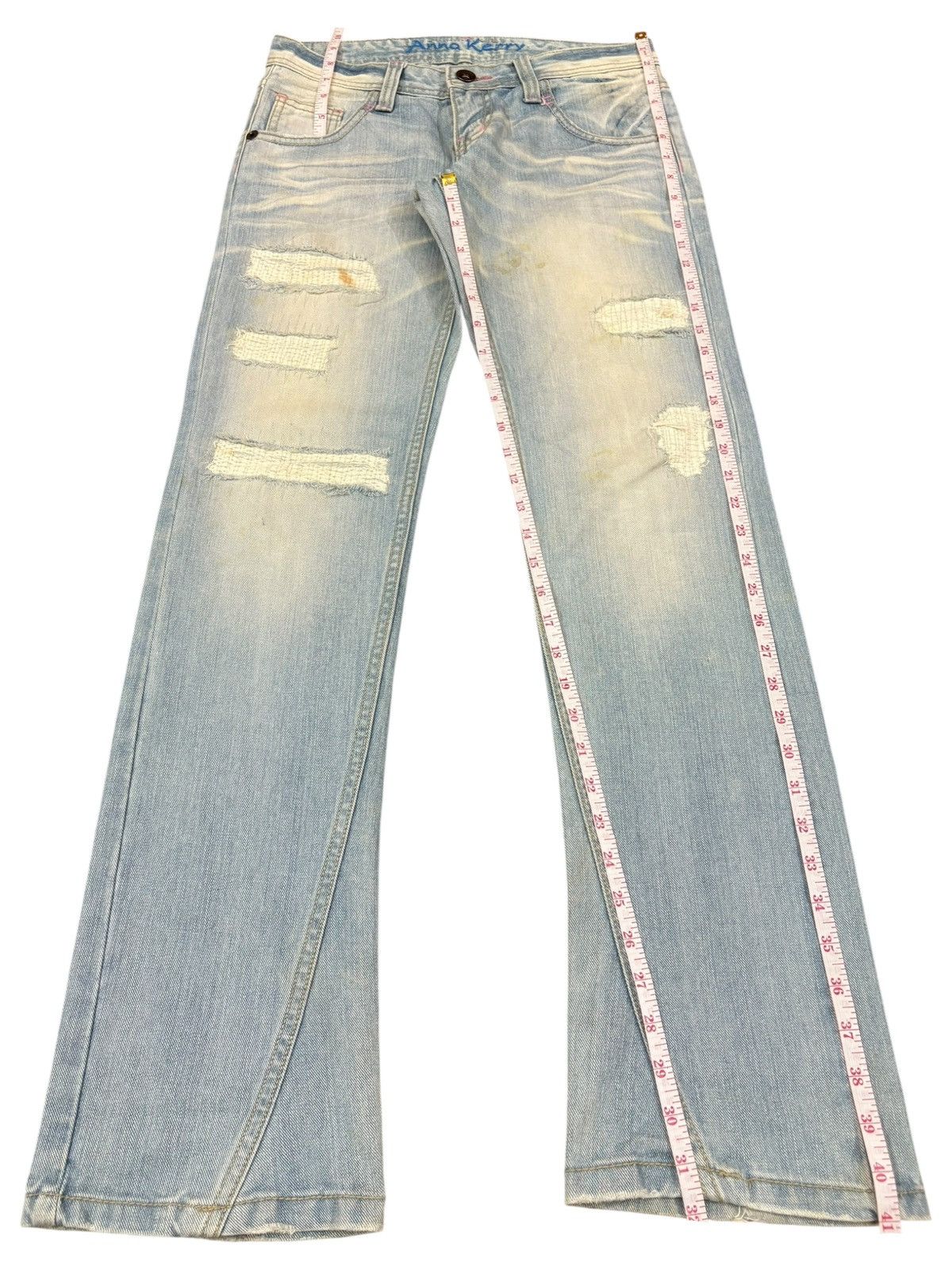 Japanese Brand Vintage Japanese Sashiko Distressed Spiral Leg Flare Jeans Size US 30 / EU 46 - 12 Thumbnail
