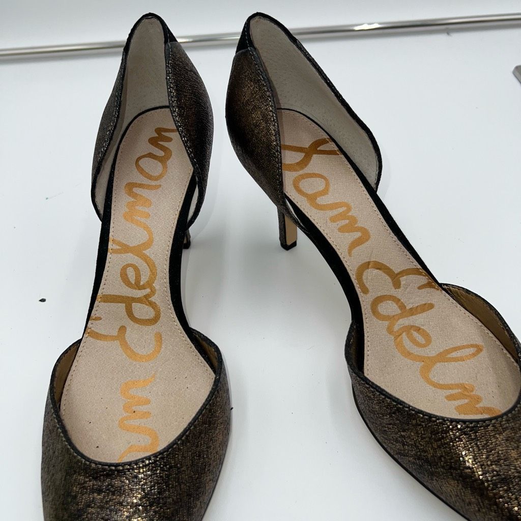 Sam Edelman Sam Edelman Opal Pumps Pointed Toe Heels Metallic Gold Leather Size US 9.5 / IT 39.5 - 4 Thumbnail