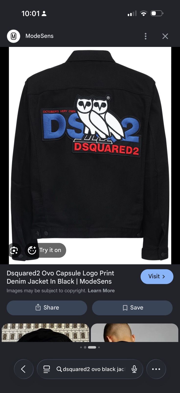 Dsquared2 Dsquared2 x October’s Very Own New Black Jean Jacket Size US S / EU 44-46 / 1 - 1 Thumbnail