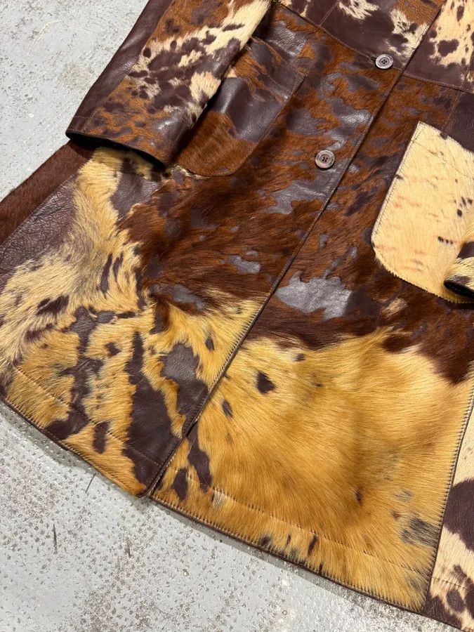 Designer × Just Cavalli × Vintage AW2004 Cavalli Cowhide Pony Hair Trench Brown Leather Jacket Size M / US 6-8 / IT 42-44 - 4 Thumbnail