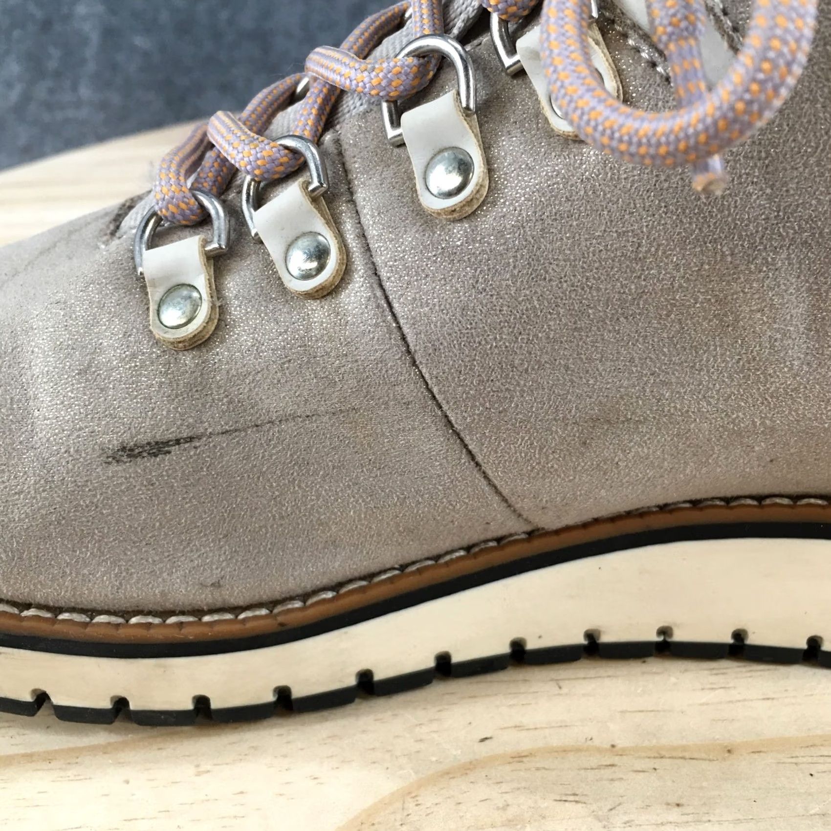 Vintage White Mountain Clifton Lace Up Ankle Bootie Gray Boots Womens 9.5 M Casual Walking Flat Heel 1in Shoes Size US 10 / IT 40 - 7 Thumbnail