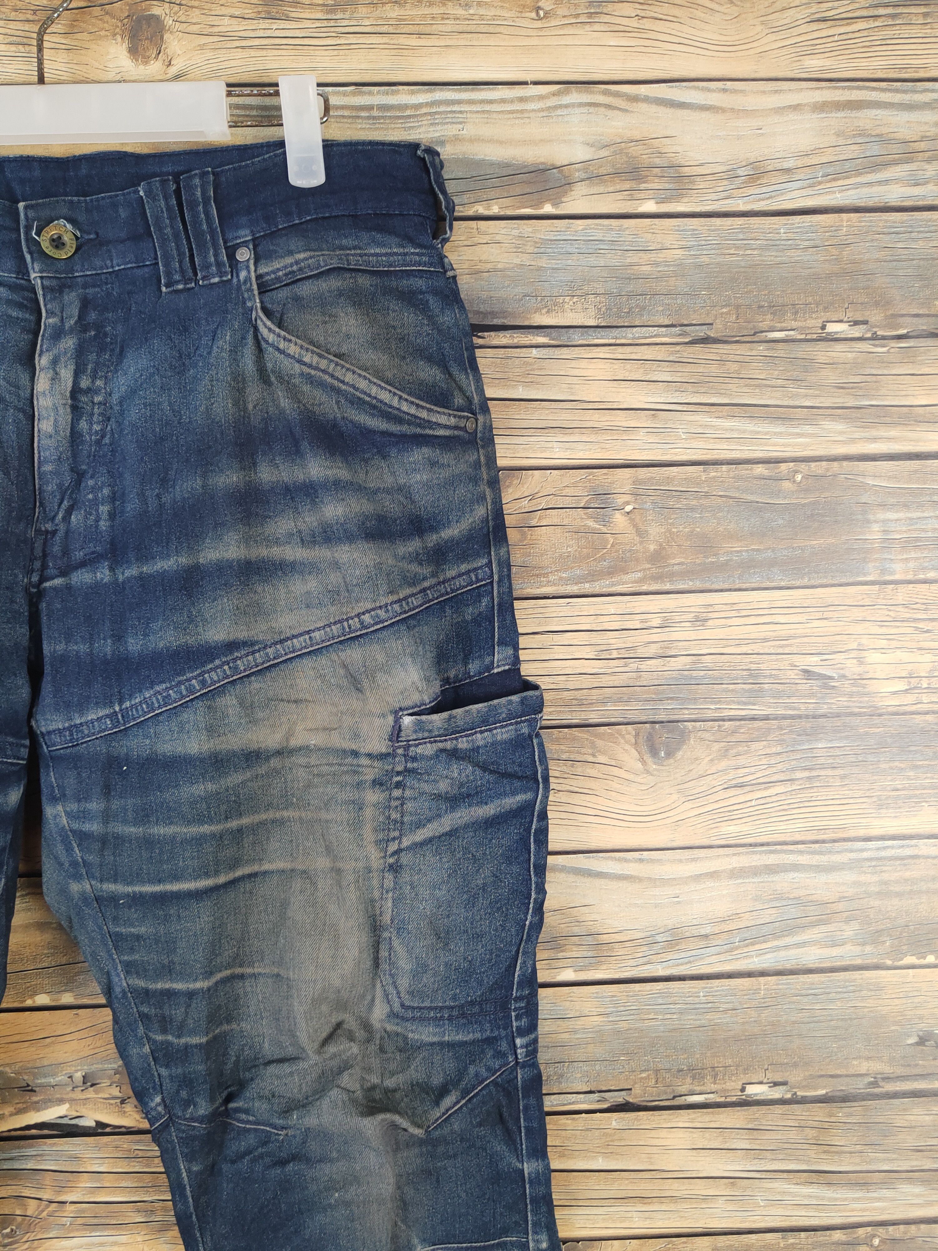 Japanese Brand FieldCore Dark Blue Distressed Ripped denim Jeans #W1995 Size US 34 / EU 50 - 5 Thumbnail