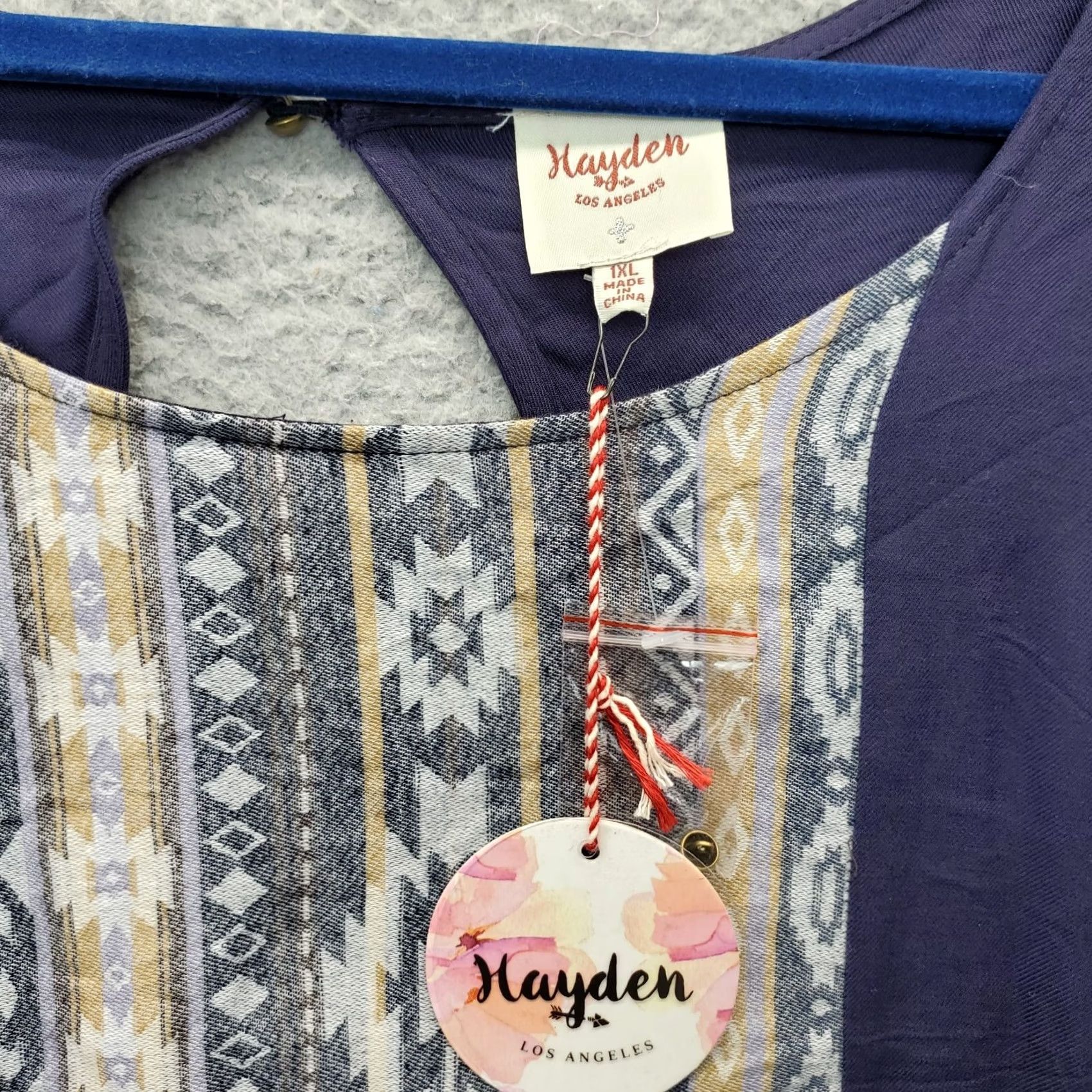 Vintage Hayden Womens 1XL Navy A-Line Dress Round Neck Long Balloon Sleeve Pocketless Knee Length NWT 100% Rayon Size XL / US 12-14 / IT 48-50 - 4 Thumbnail