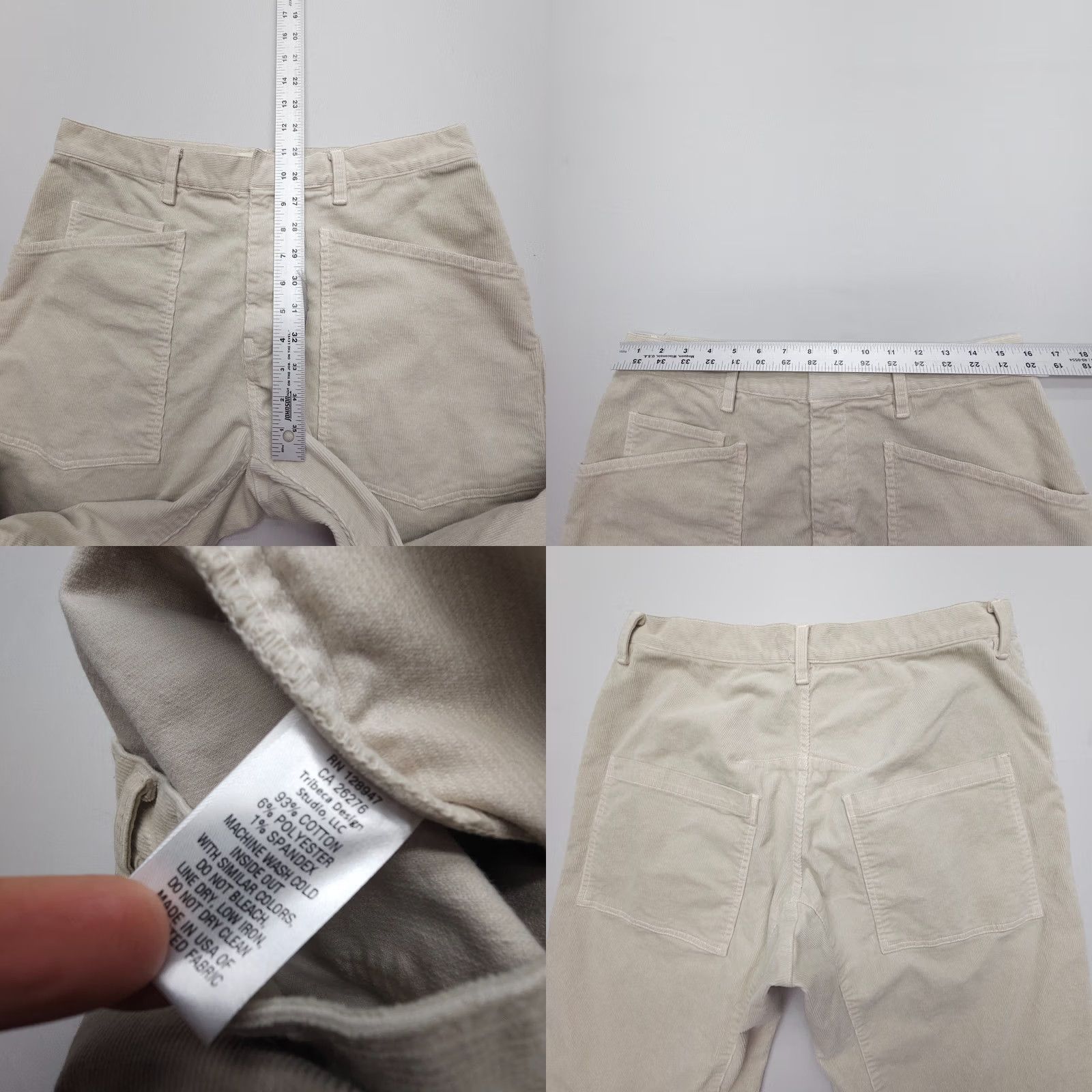 Nili Lotan Nili Lotan Shon Pants Womens 8 Corduroy Bone High Rise Baggy Wide Leg USA Size 30" / US 8 / IT 44 - 8 Thumbnail