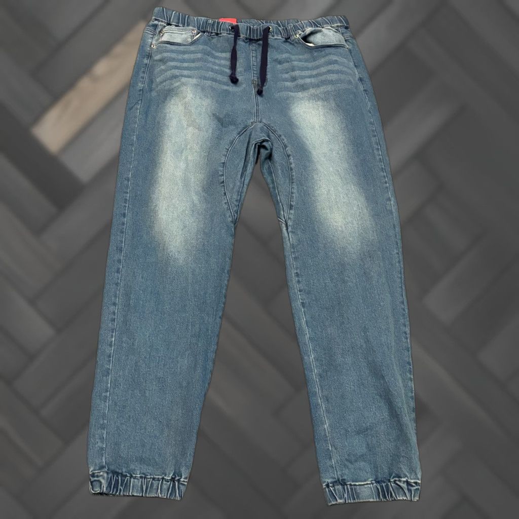Vintage VIC TORIOUS Los Angeles Mens Jeans Joggers Pull On Elastic Waistband 4XL Blue Size US 39 - 1 Thumbnail